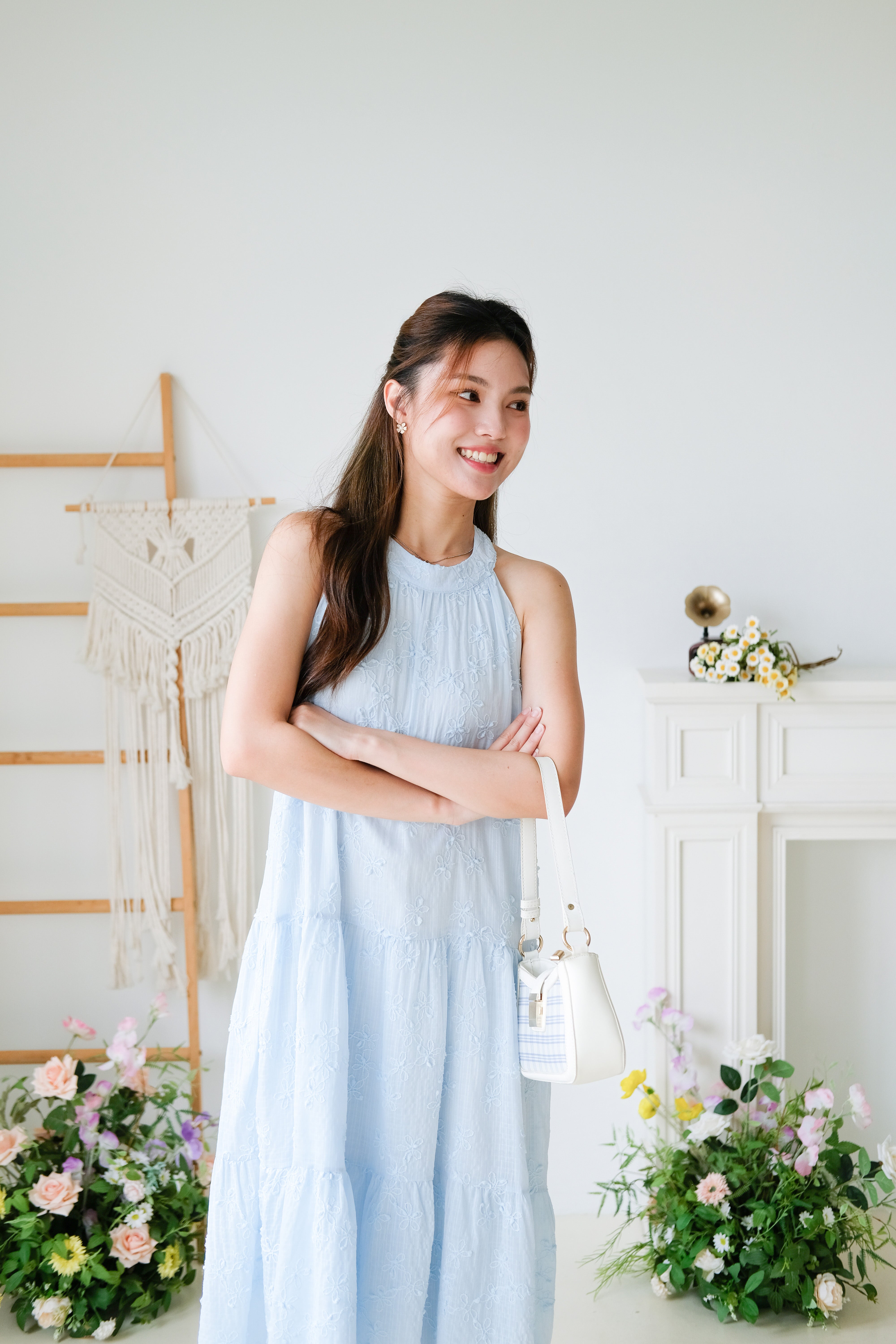 Avery Halter Loose Fit Maxi Dress (Sky Blue)