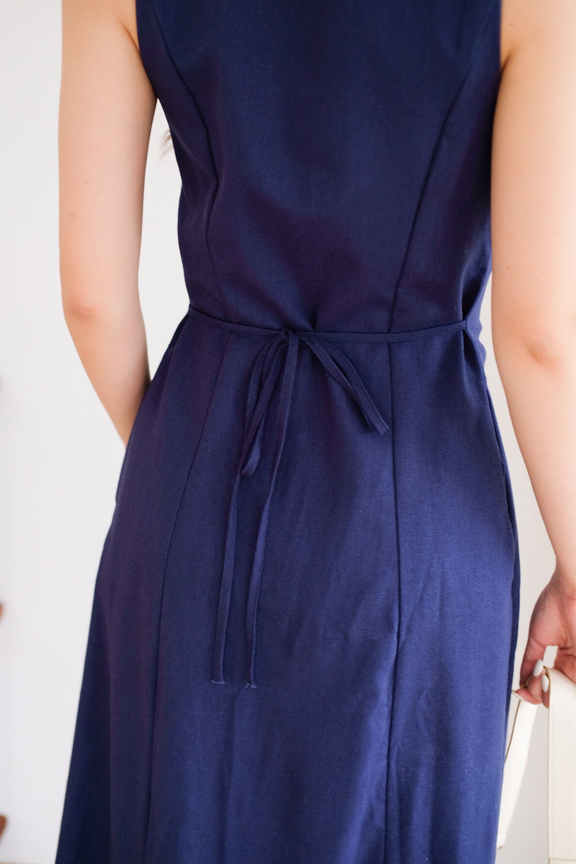 Arlette Button Linen Maxi Dress (Navy Blue) [ ETA 13 Oct ]