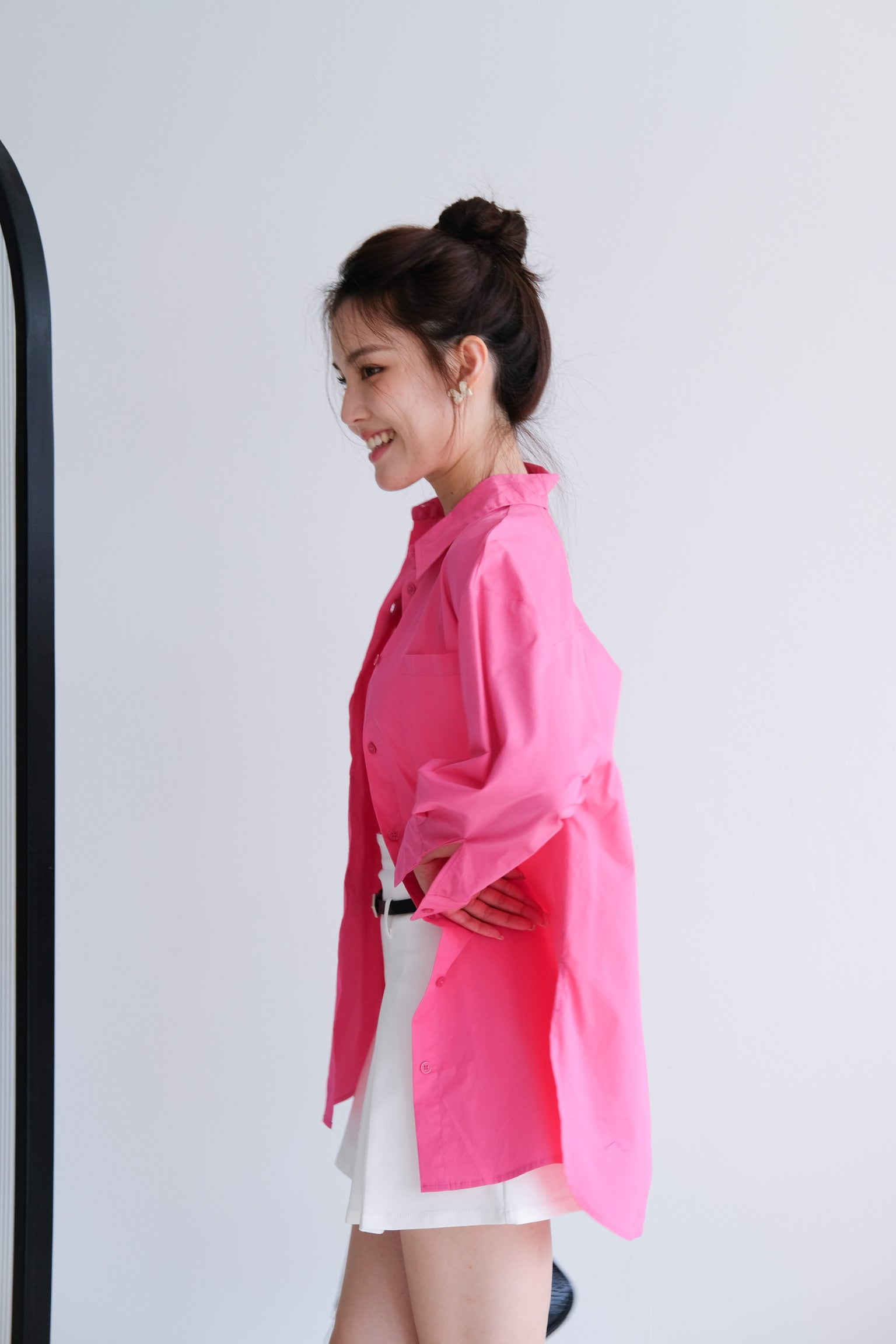 Rileen Boyfriend Oversized Shirt (Dark Pink)