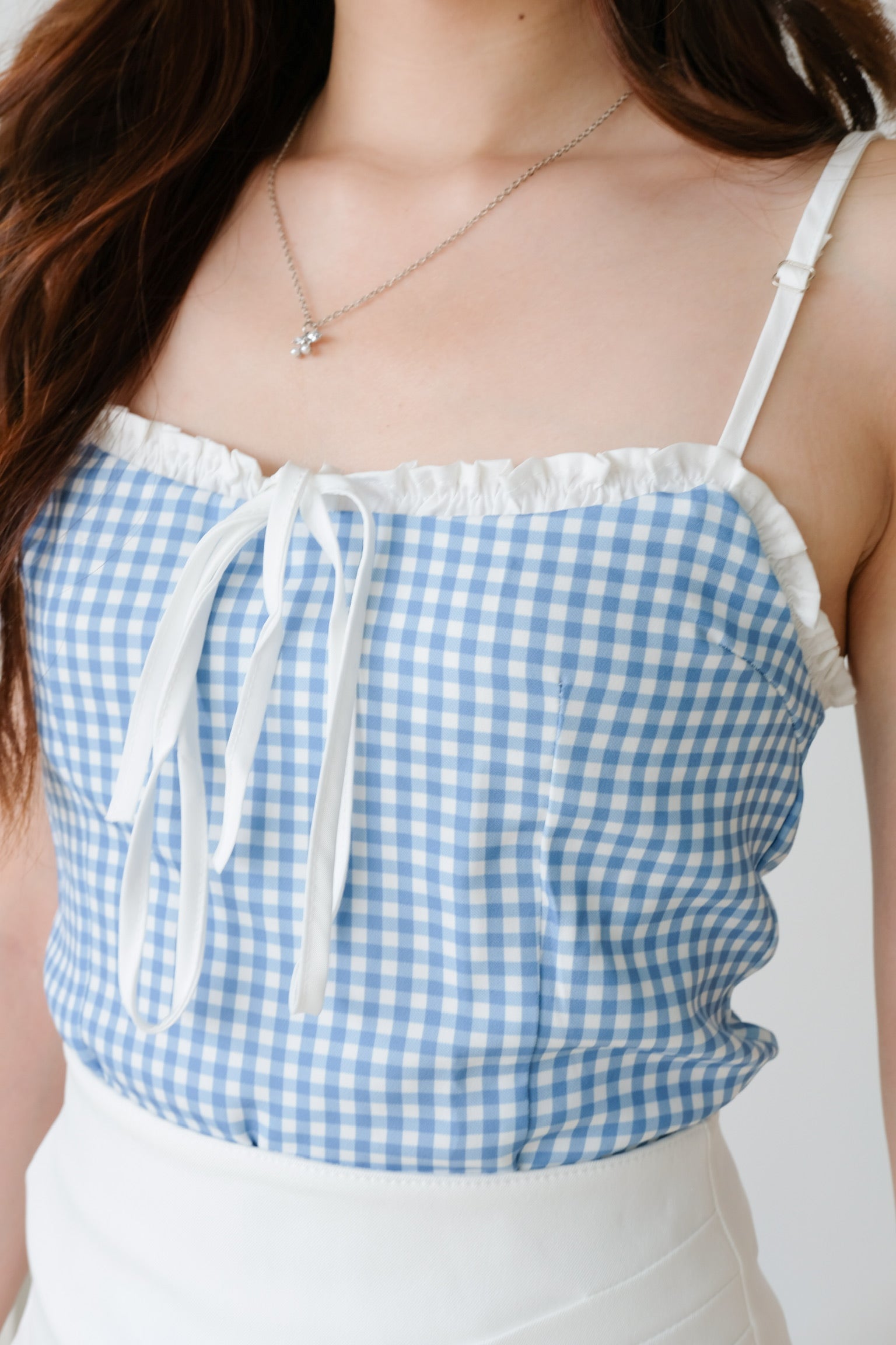 Polly Plaid Ruffle Top (Blue)