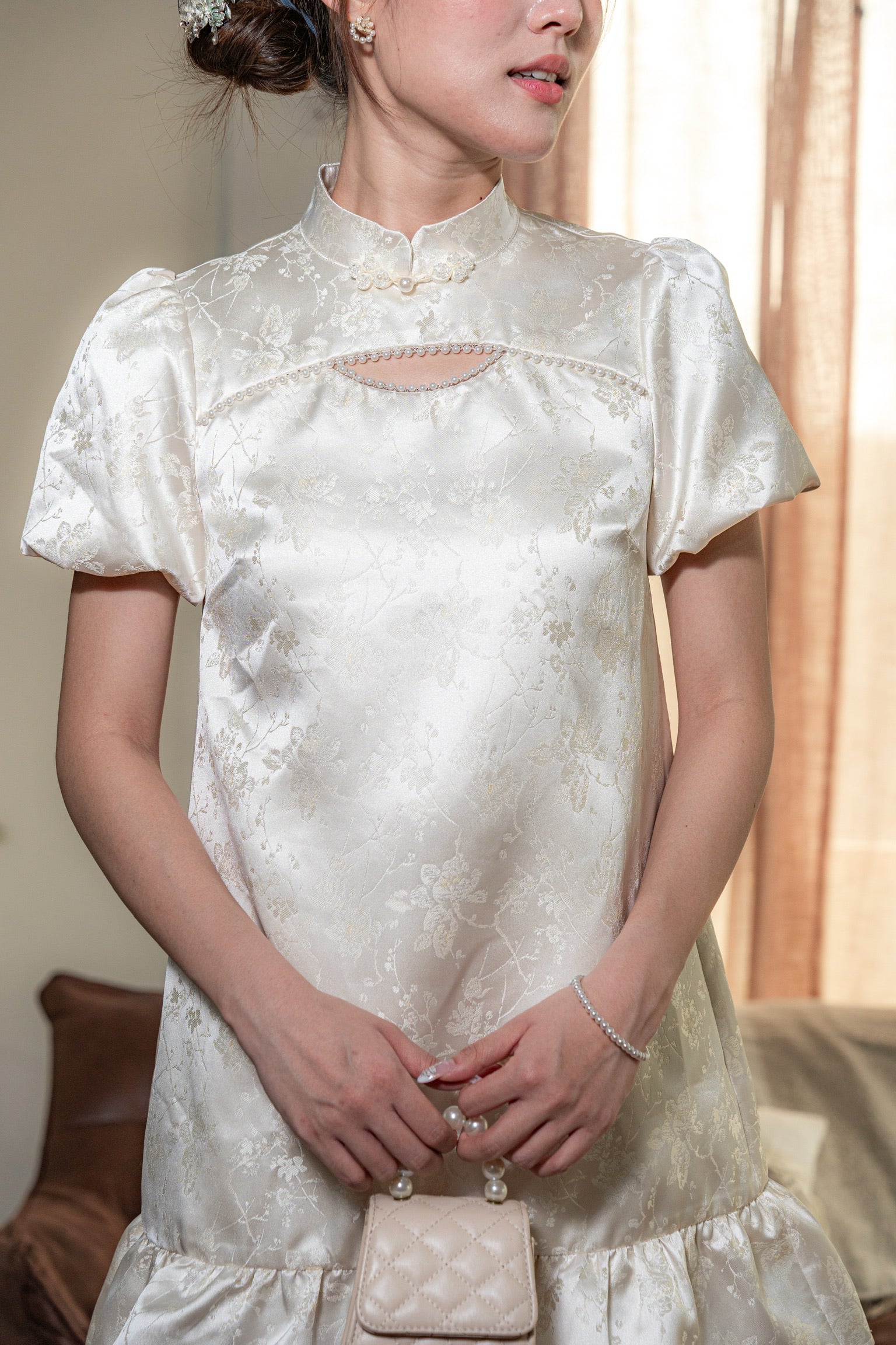 [ETA 15-21 Jan] 花禧团圆 Spring Reunion Babydoll Cheongsam Dress (Cream)