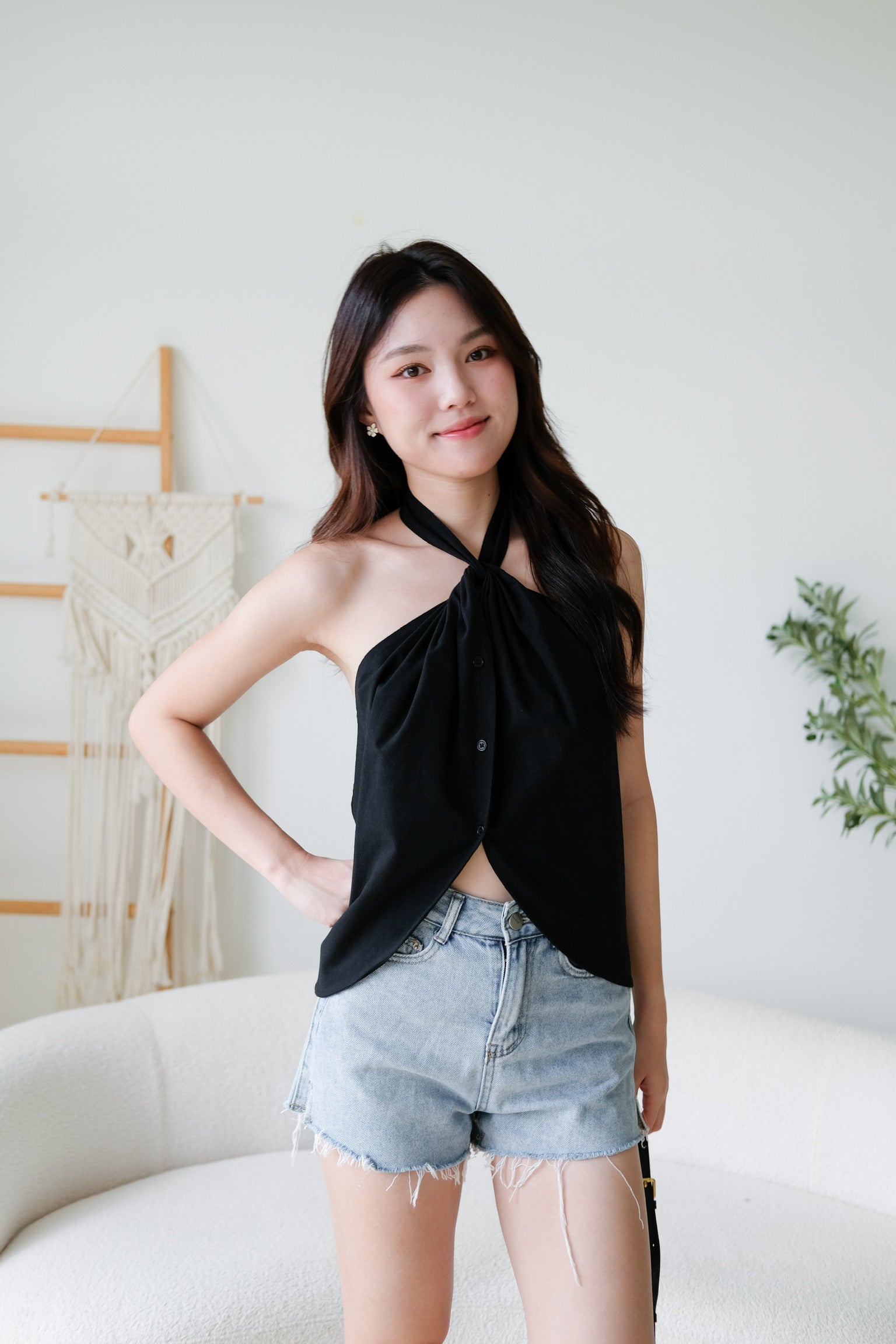 Naylie Halter Muji Top (Black)