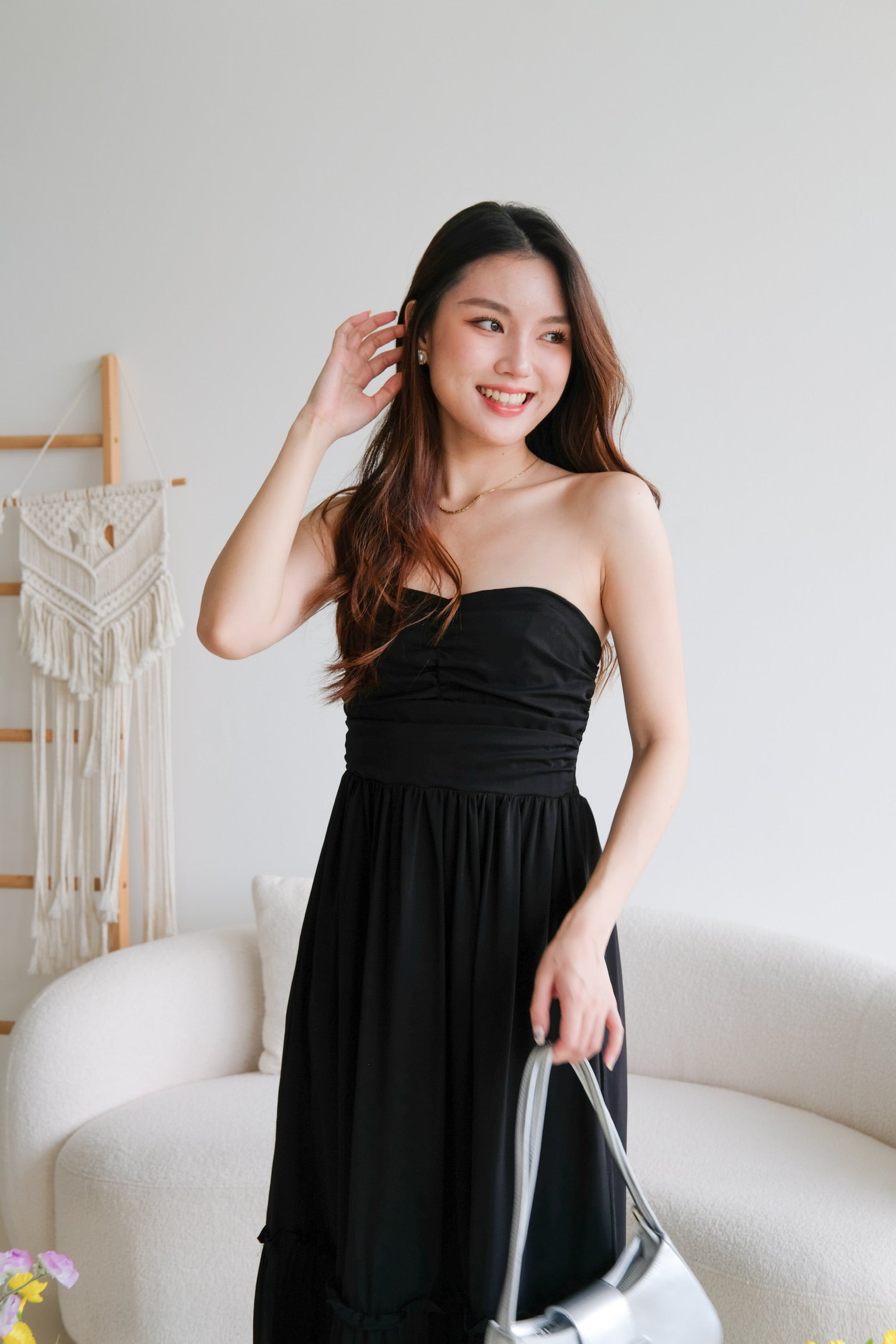 Anna Sweetheart Tube Maxi Dress (Black)