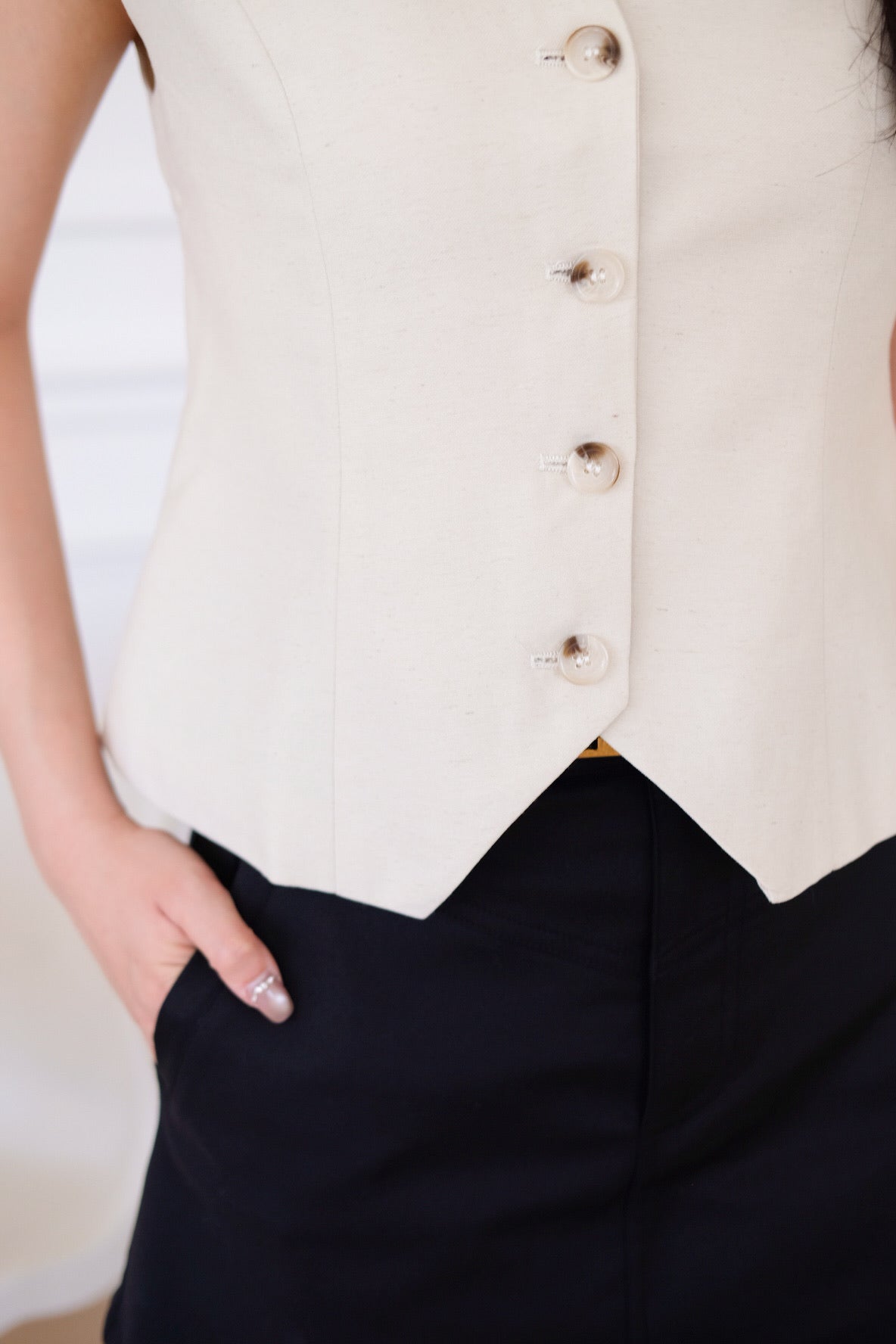 Midori Muji Button Top (Oat Beige)