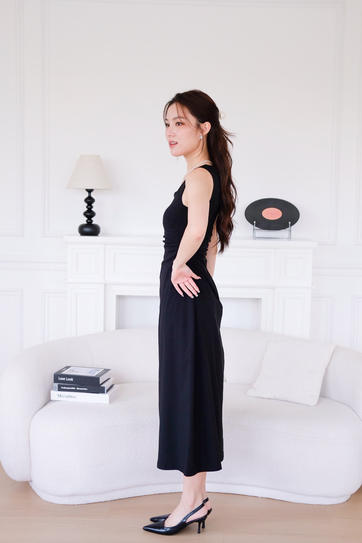 Bernice Cinch Waist Maxi Dress (Black)