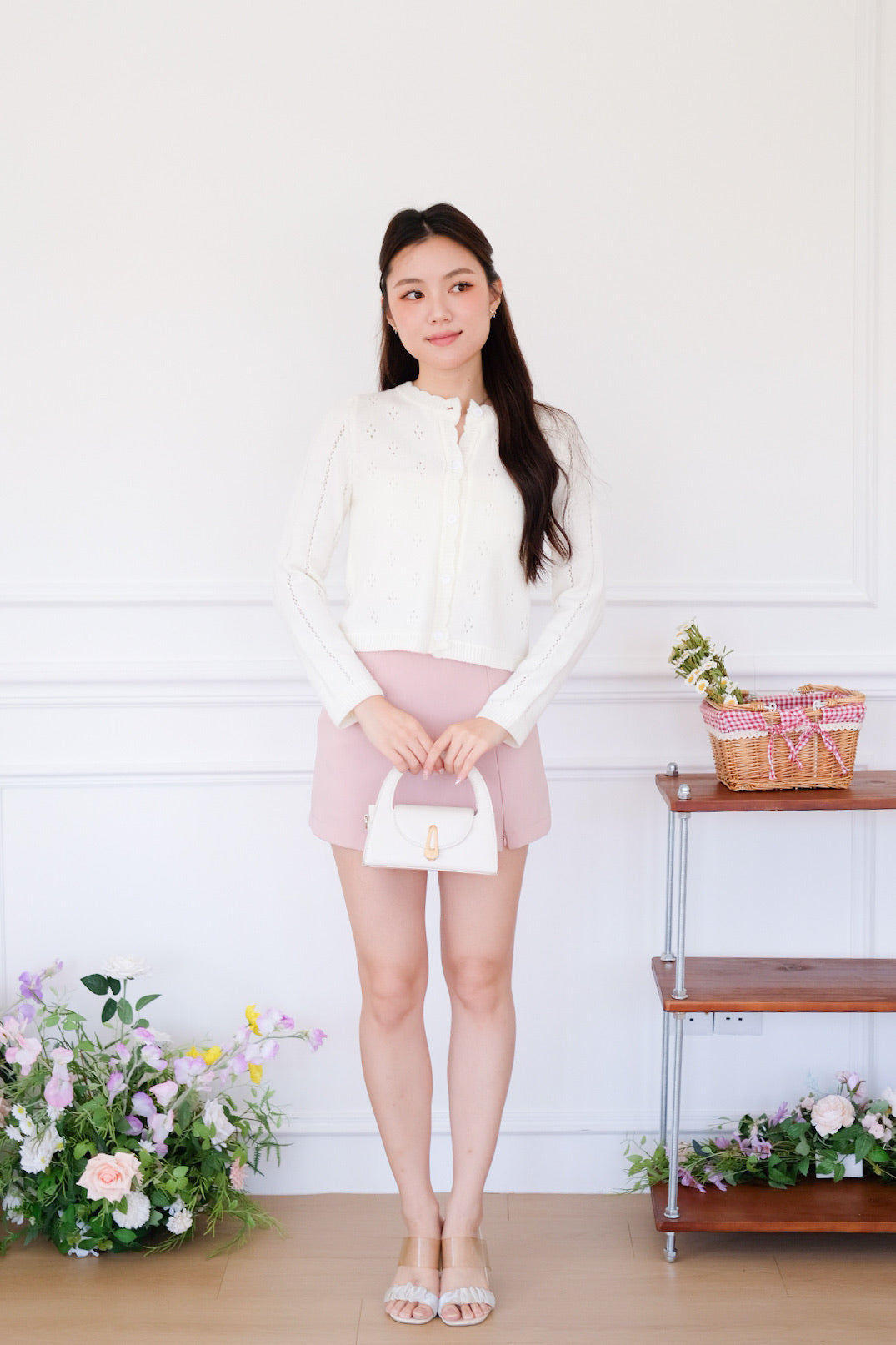 Mirae Soft Fuzzy Knit Cardigan (White)