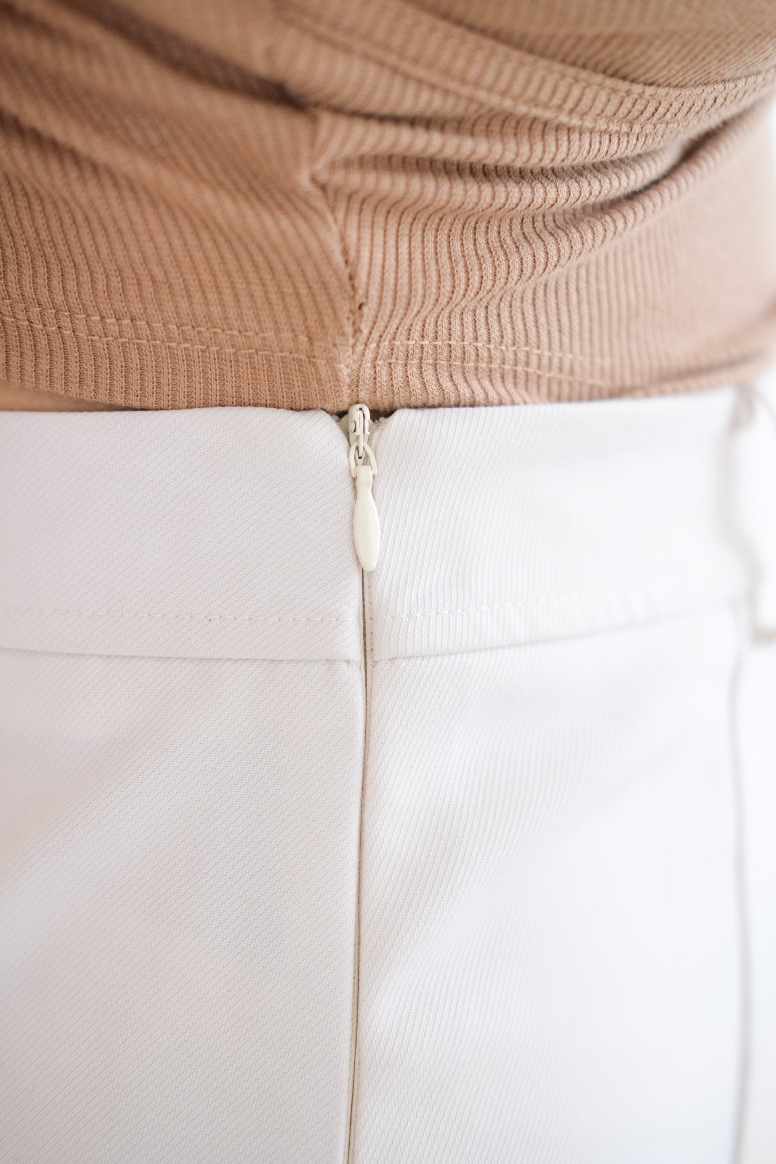 Beige A Line Mini Skirt