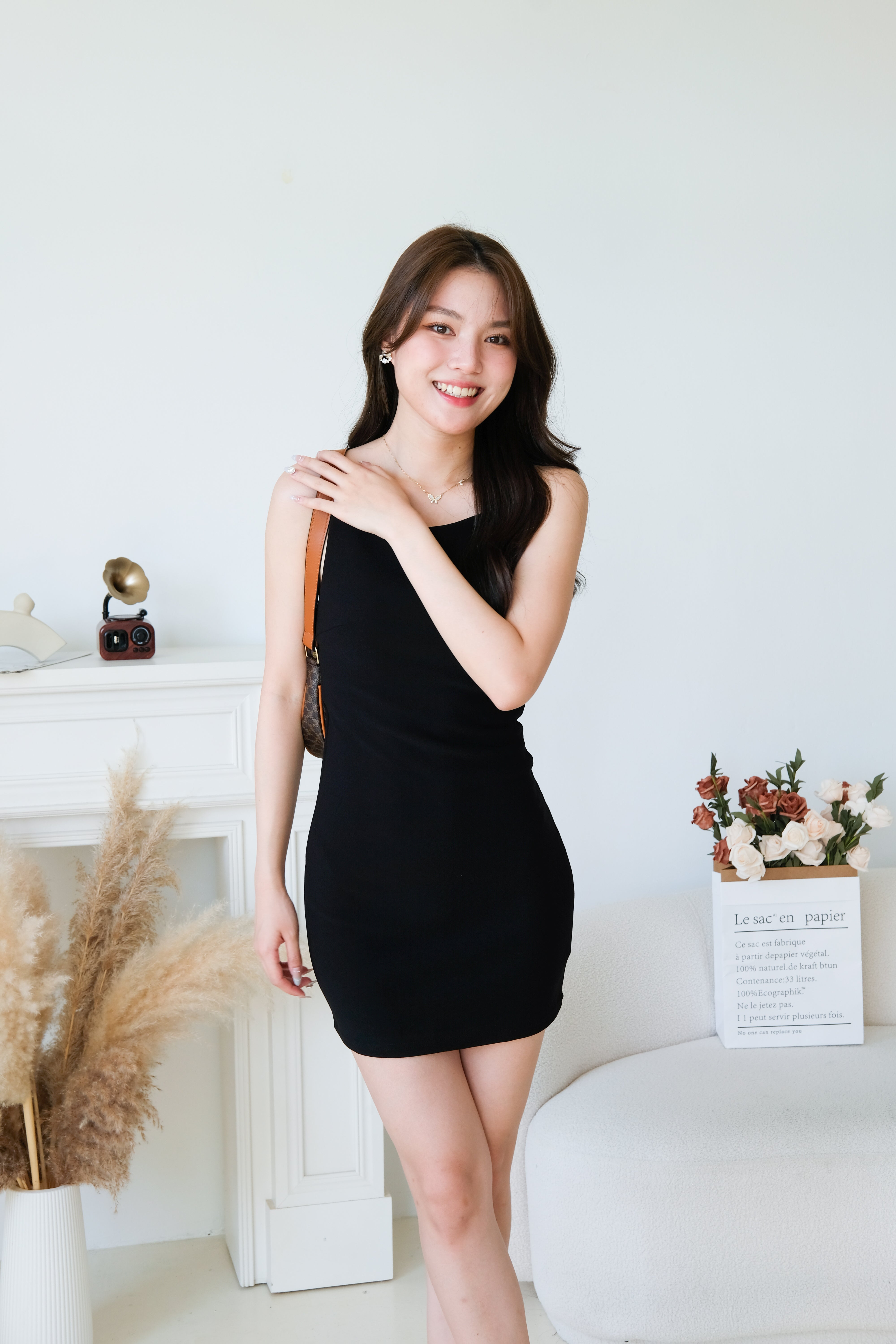 Lara A Line Shift Dress (Black)