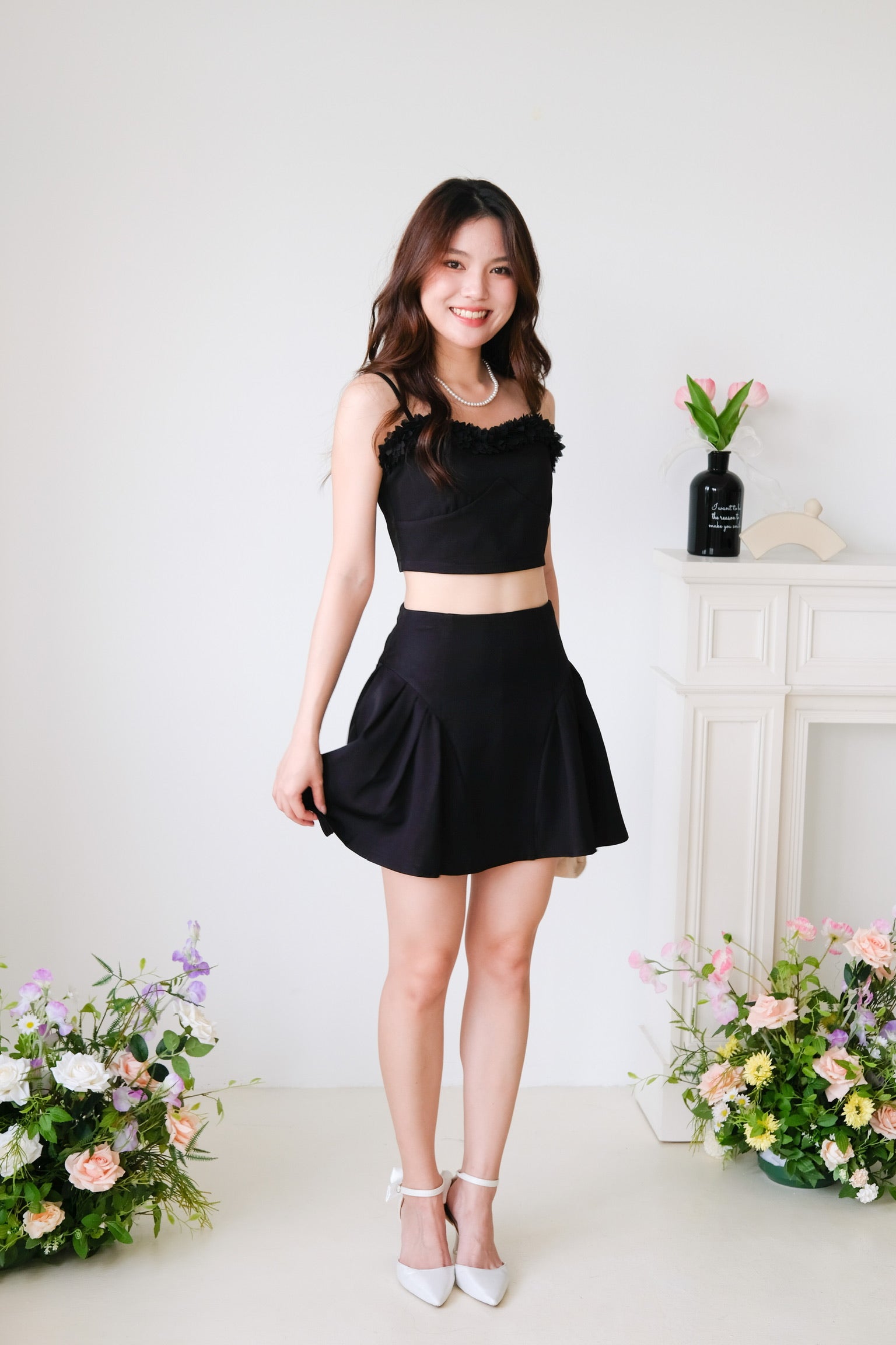 Sakura Floral Sweetheart Set (Black)