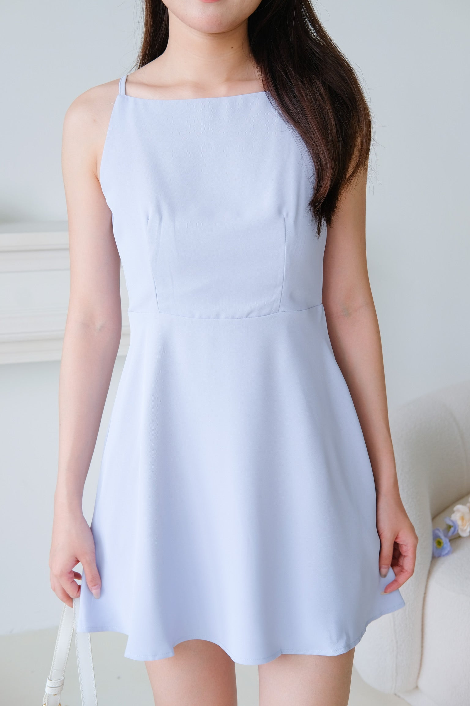 Stella Boatneck Flare Dress (Cornflower Blue)