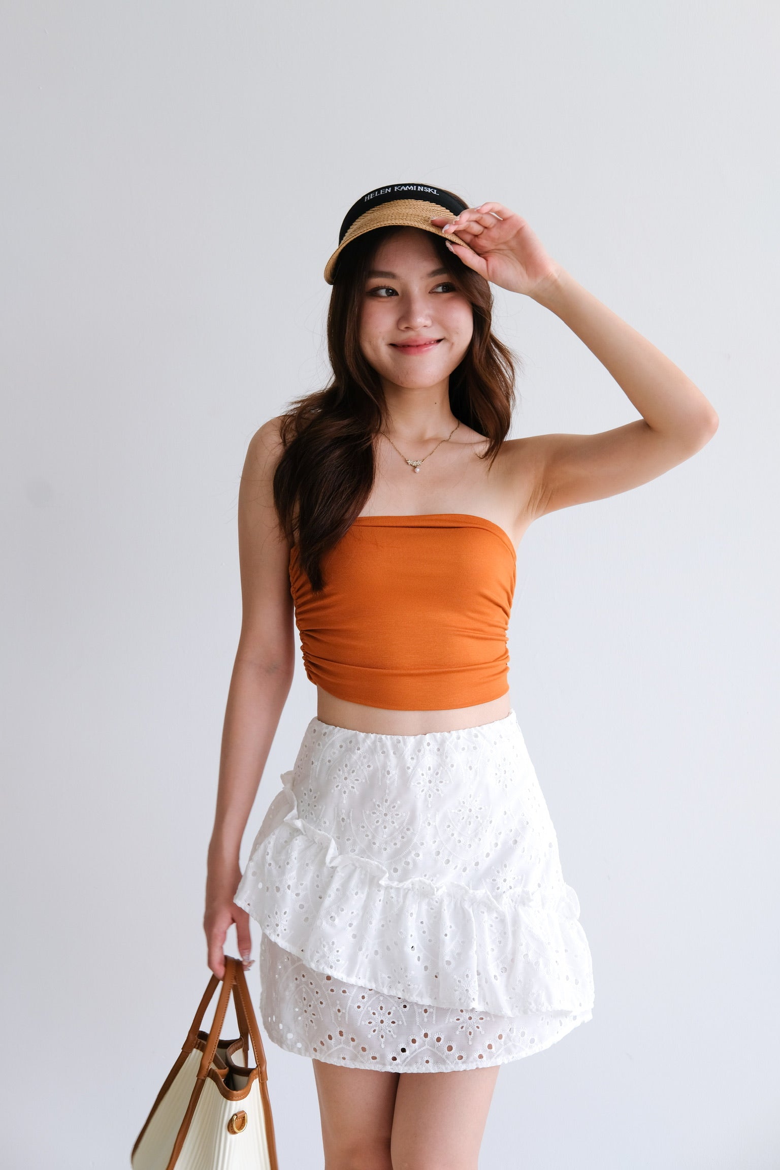 Eugenie Ruched Tube Top (Orange)