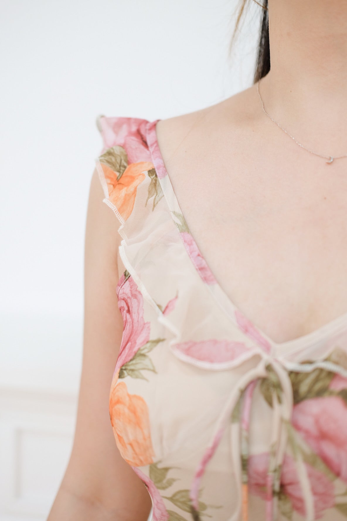 Khaki Rose Ruffle Mini Dress