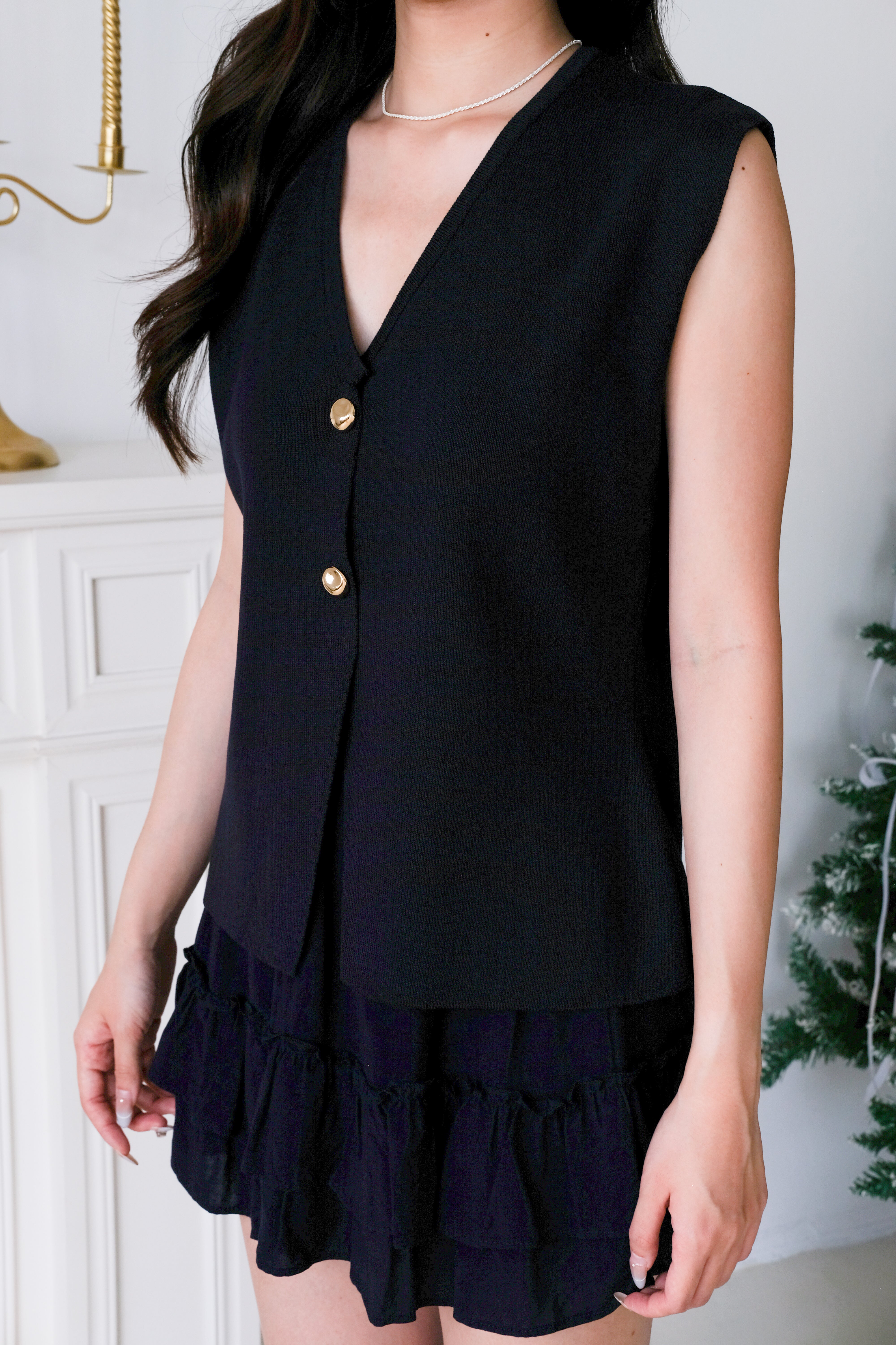 Marcia Knit Vest Top (Navy Blue)