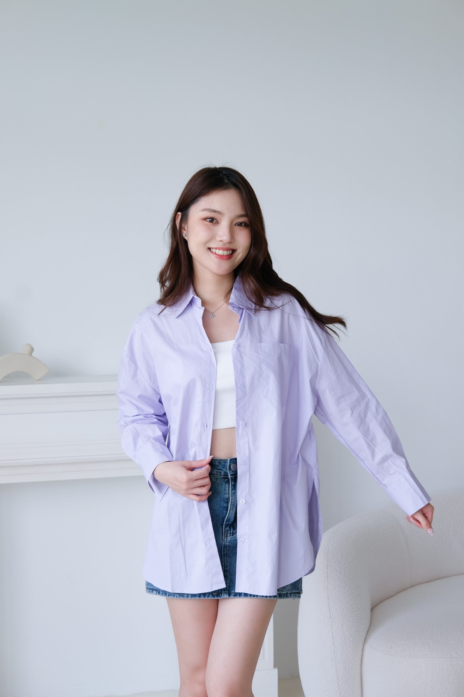 Rileen Boyfriend Oversized Shirt (Lilac)