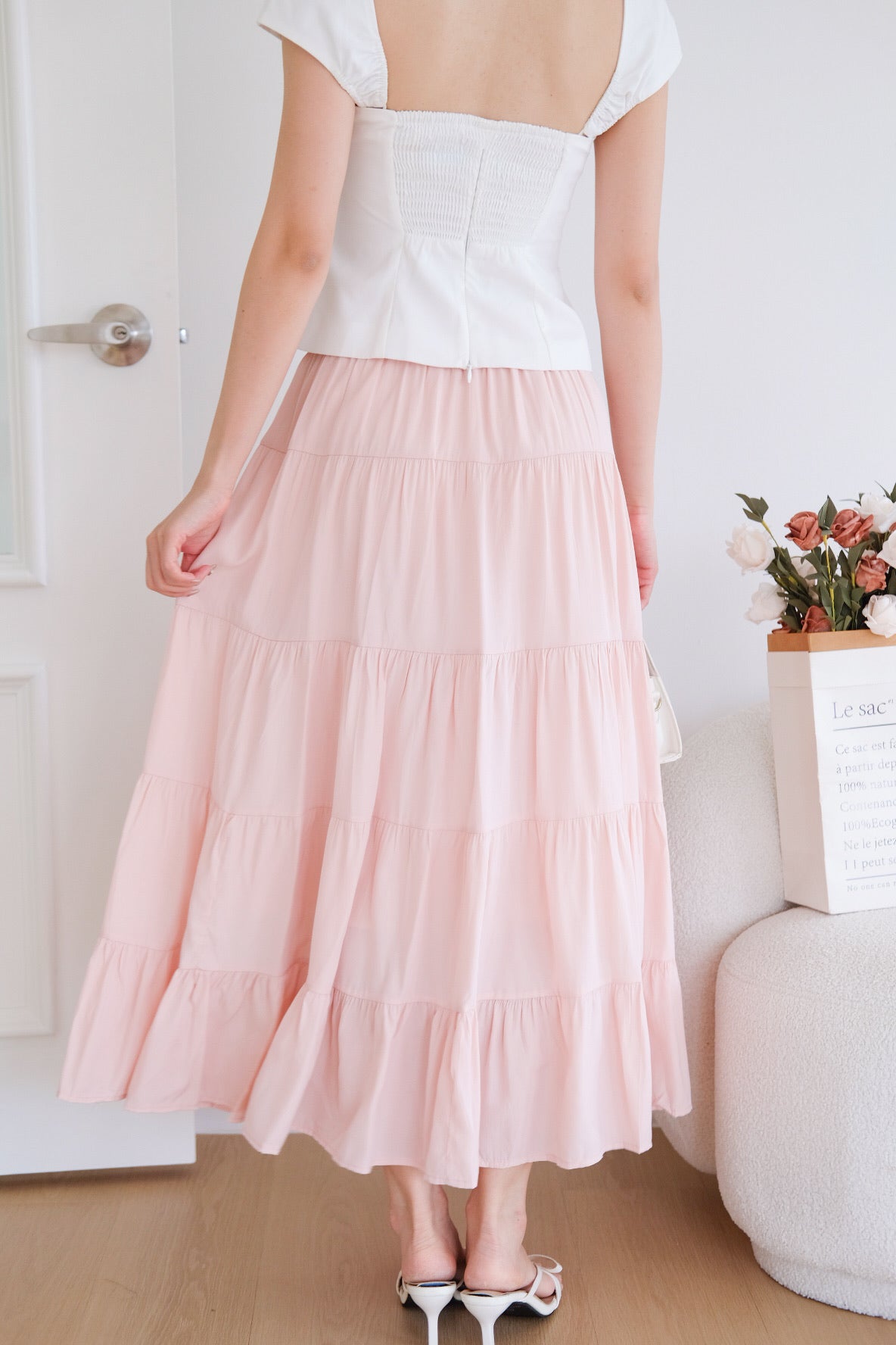 Willa Tiered Maxi Skirt (Pastel Pink)
