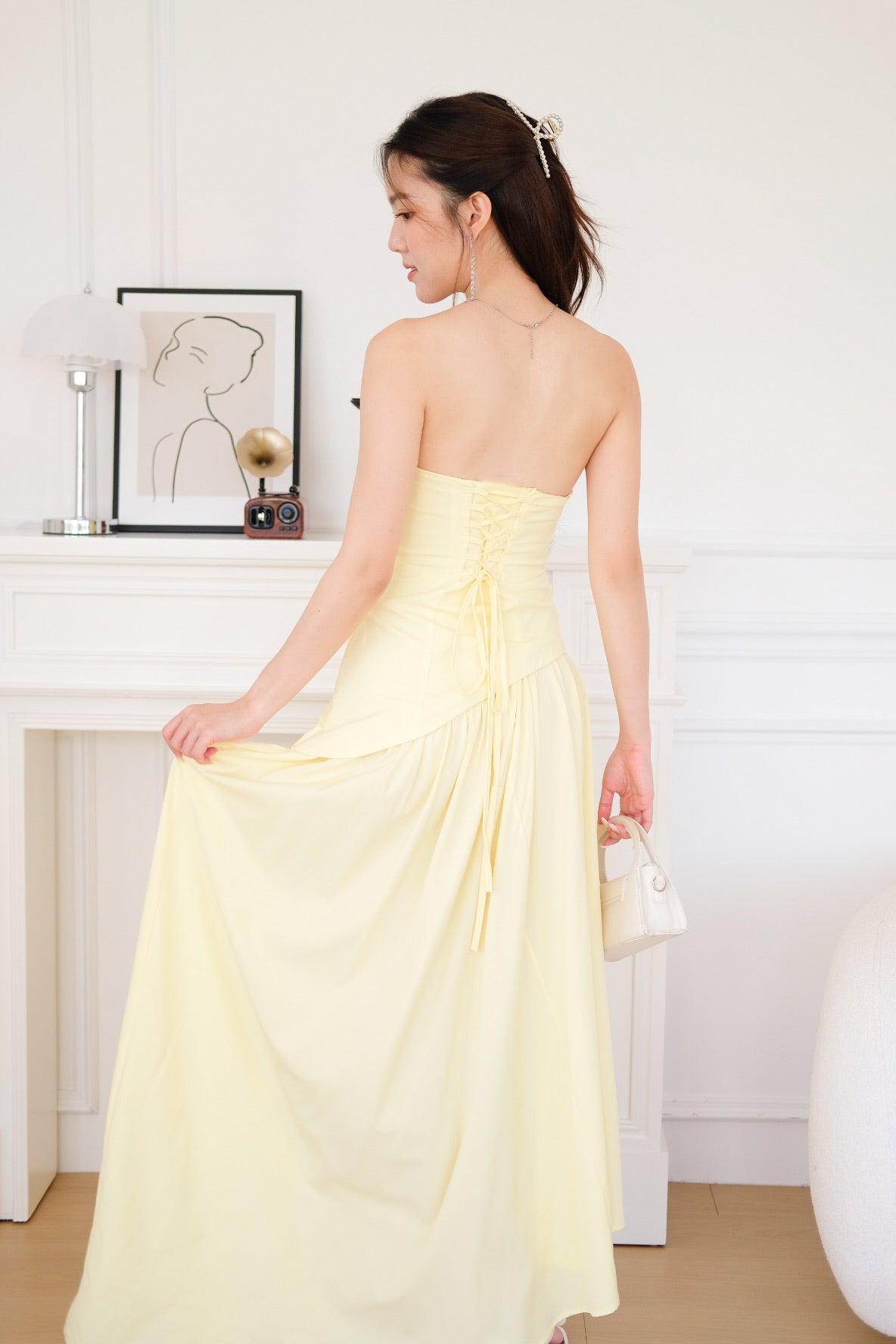Kellie Asymmetrical Tube Maxi Dress (Sunshine Yellow)