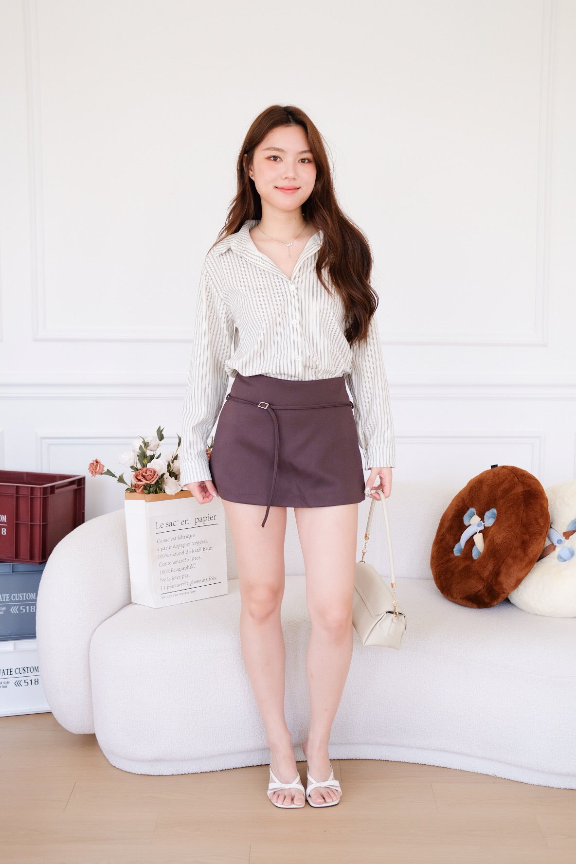 Tasha Mini Belt Skort (Mocha)