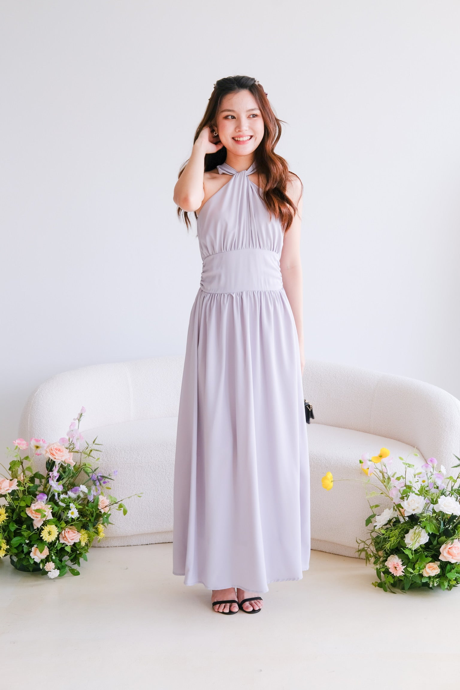 Fiona Halter Flare Maxi Dress (Lavender Haze)