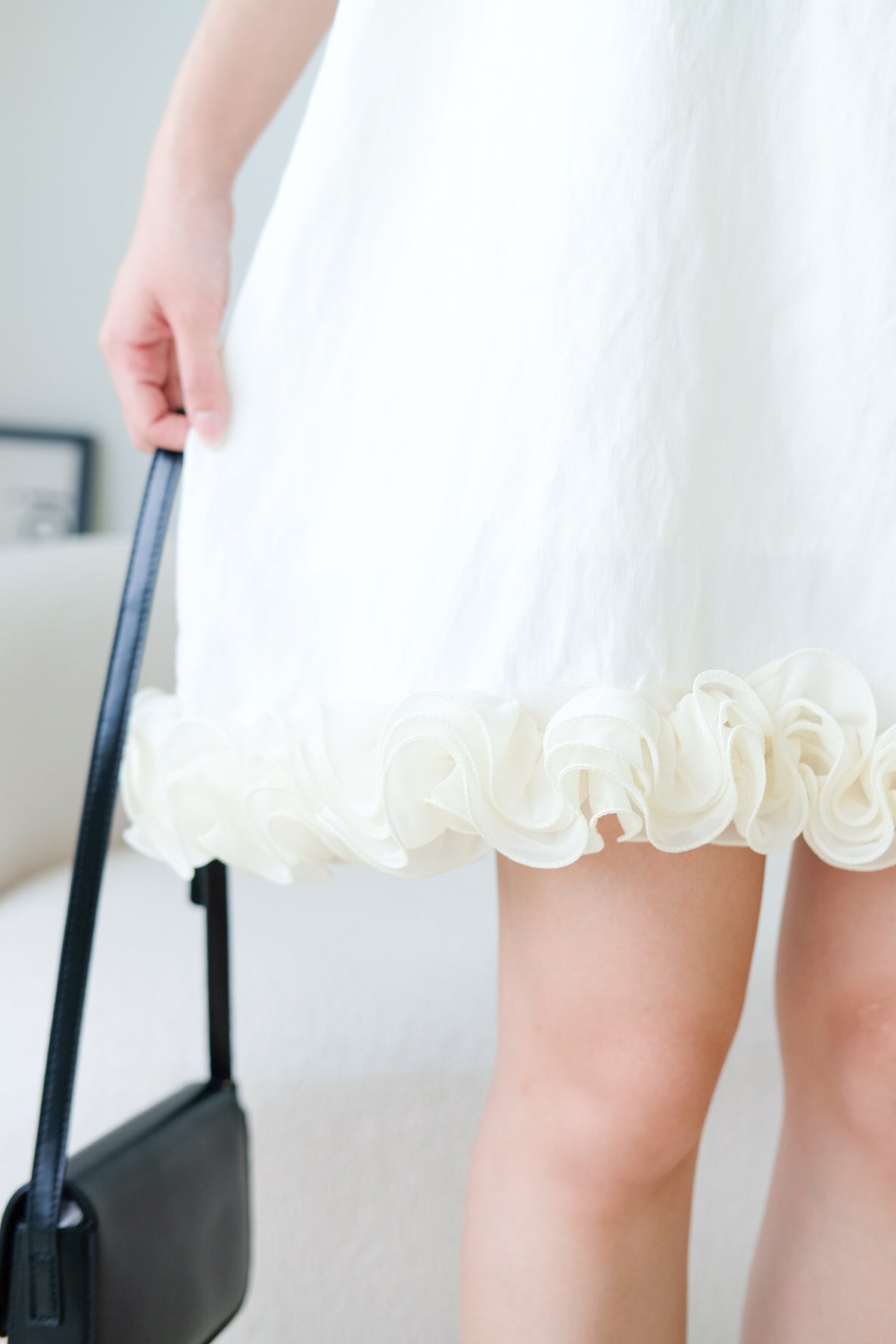 Natasha Collared Ruffle Loose Dress (Cream)