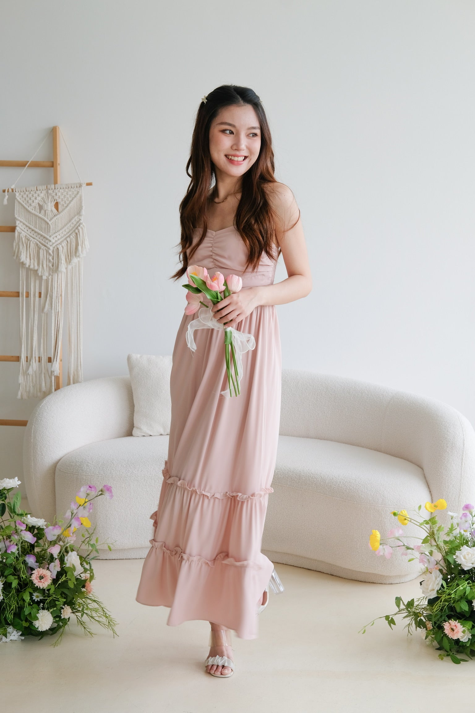 Anna Sweetheart Tube Maxi Dress (Dusty Pink)