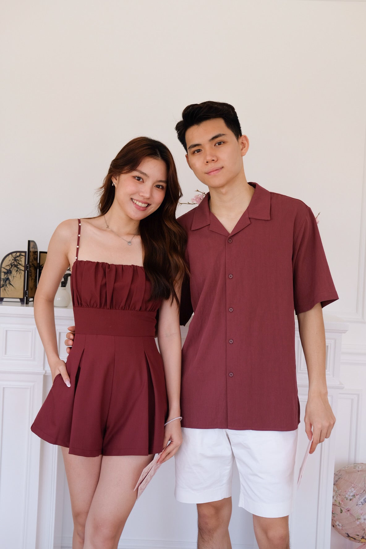 [ETA 12-16 Jan] Ivonne Ruched Flare Padded Romper (Wine)