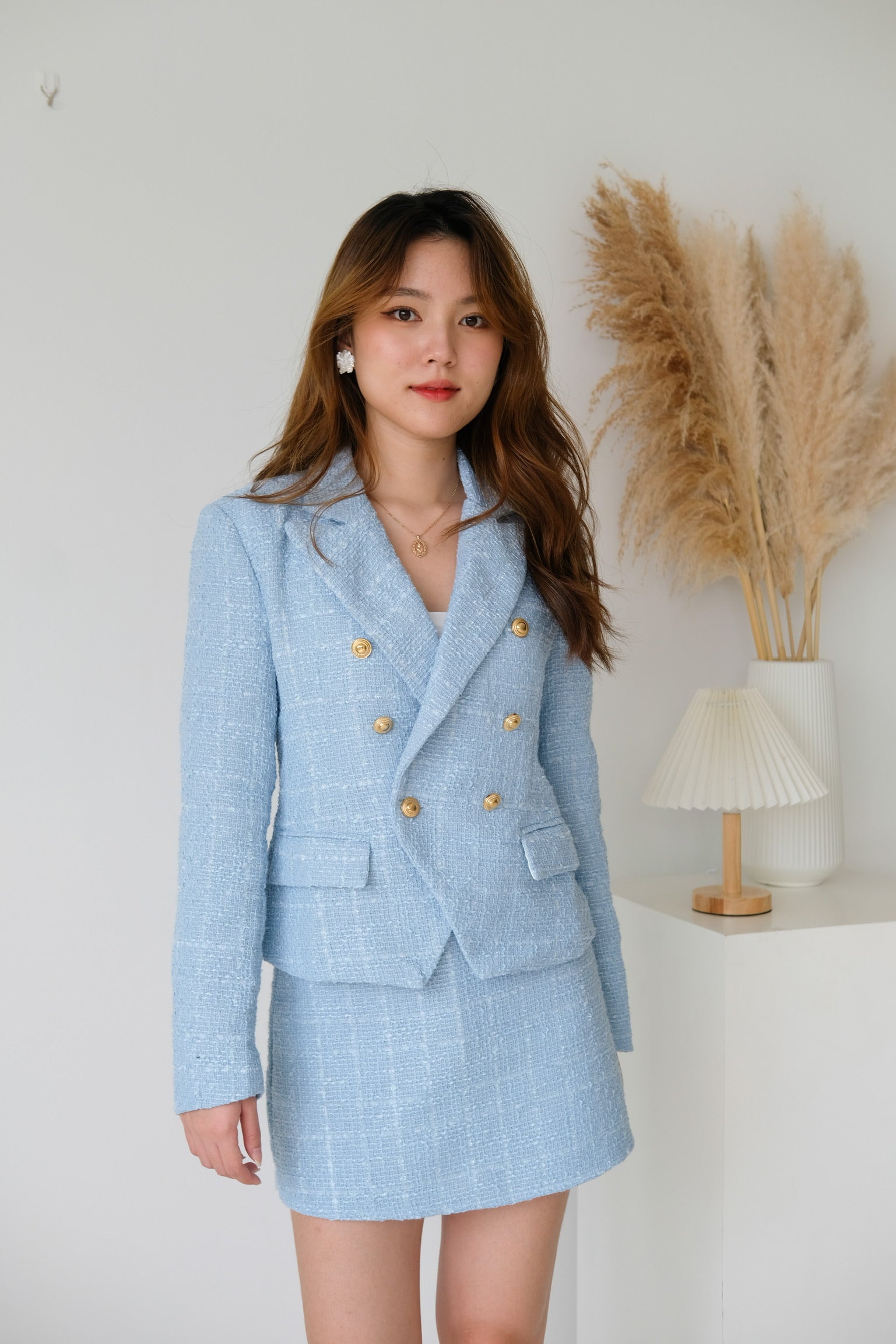 Vanessa Tweed Blazer (Sky Blue)