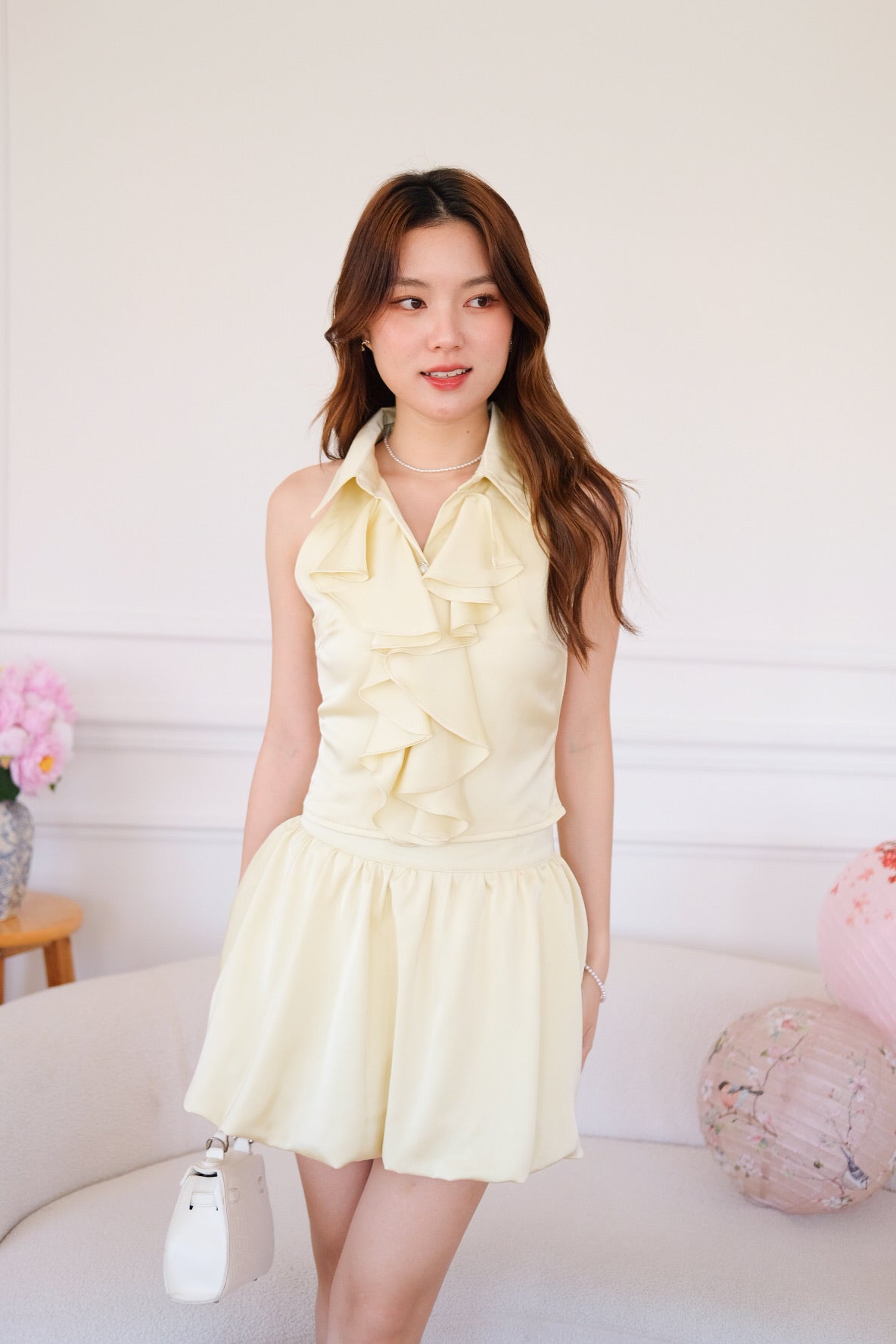 Lunelle Satin Ruffle Bubble Set (Yellow)