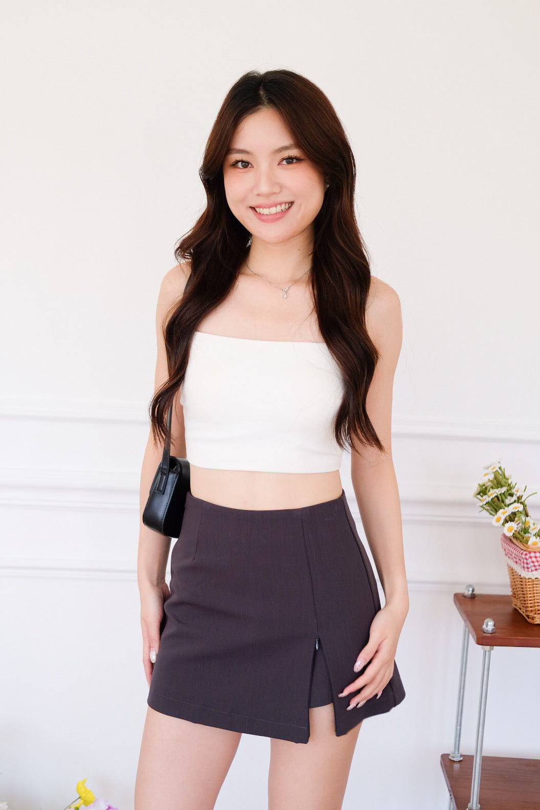 Shanell Basic Side Slit Skorts (Steel Grey)