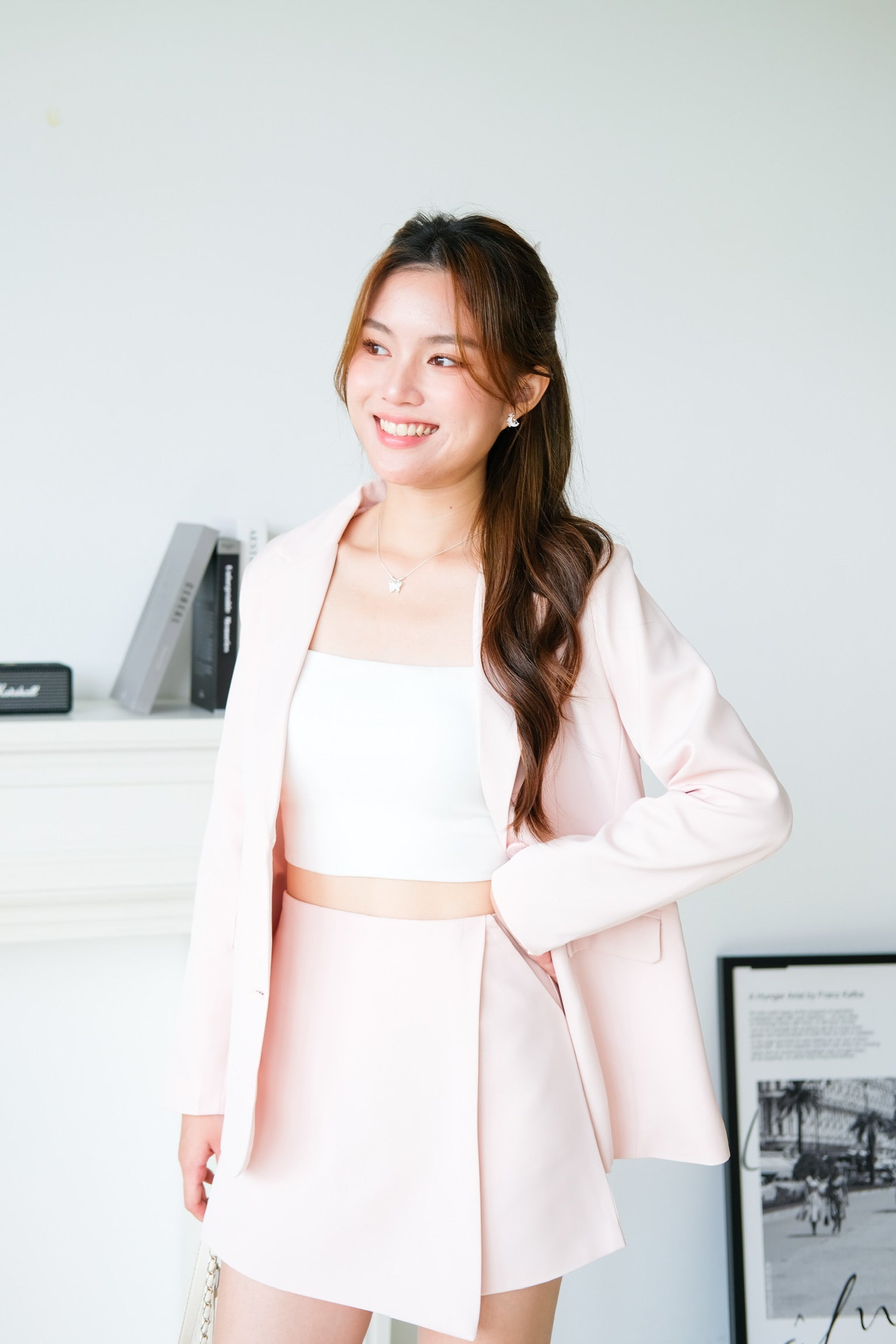 Arden Wrapped Elastic Waist Skorts (Pale Pink)