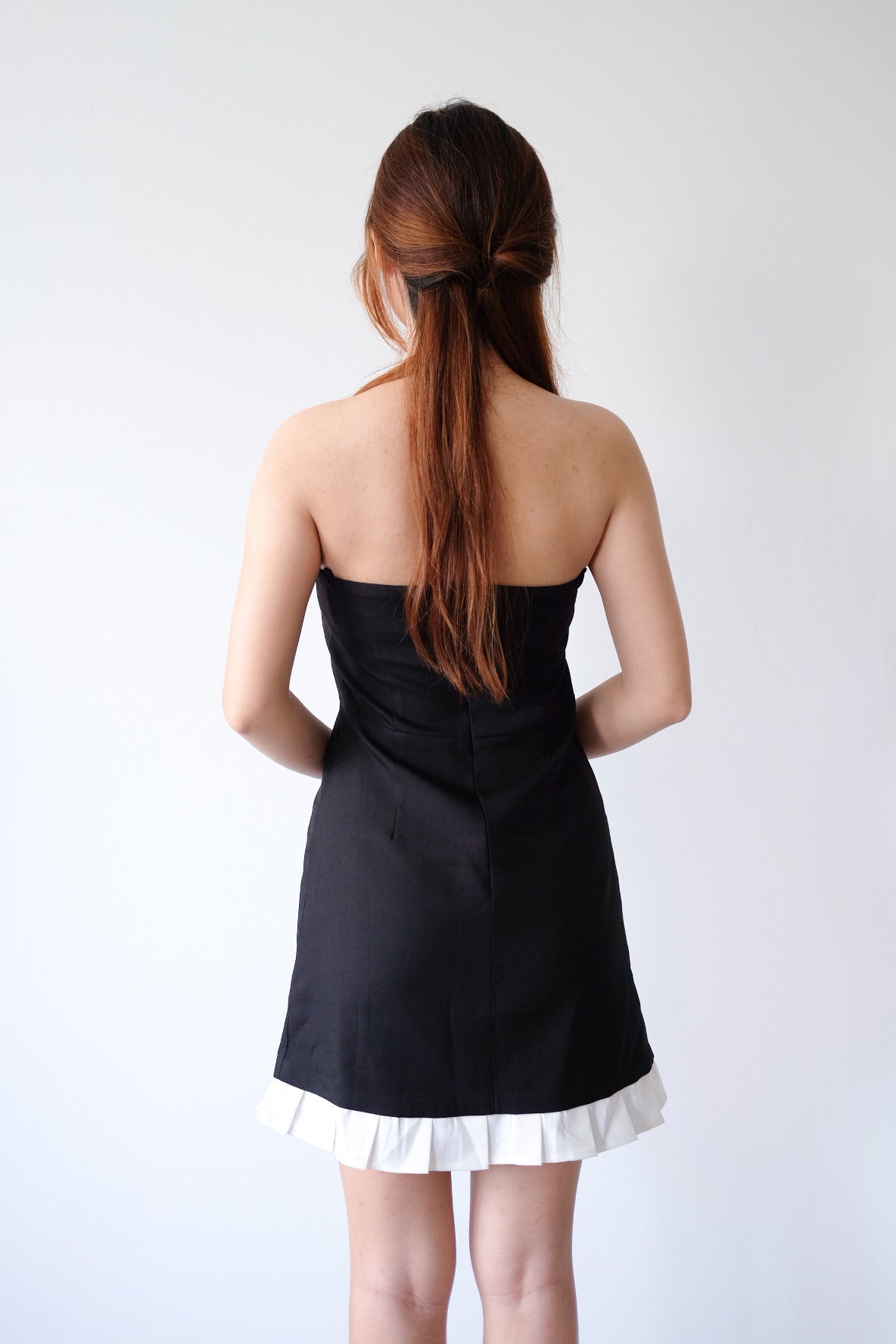 Tube Ribbon Ruffle Mini Dress