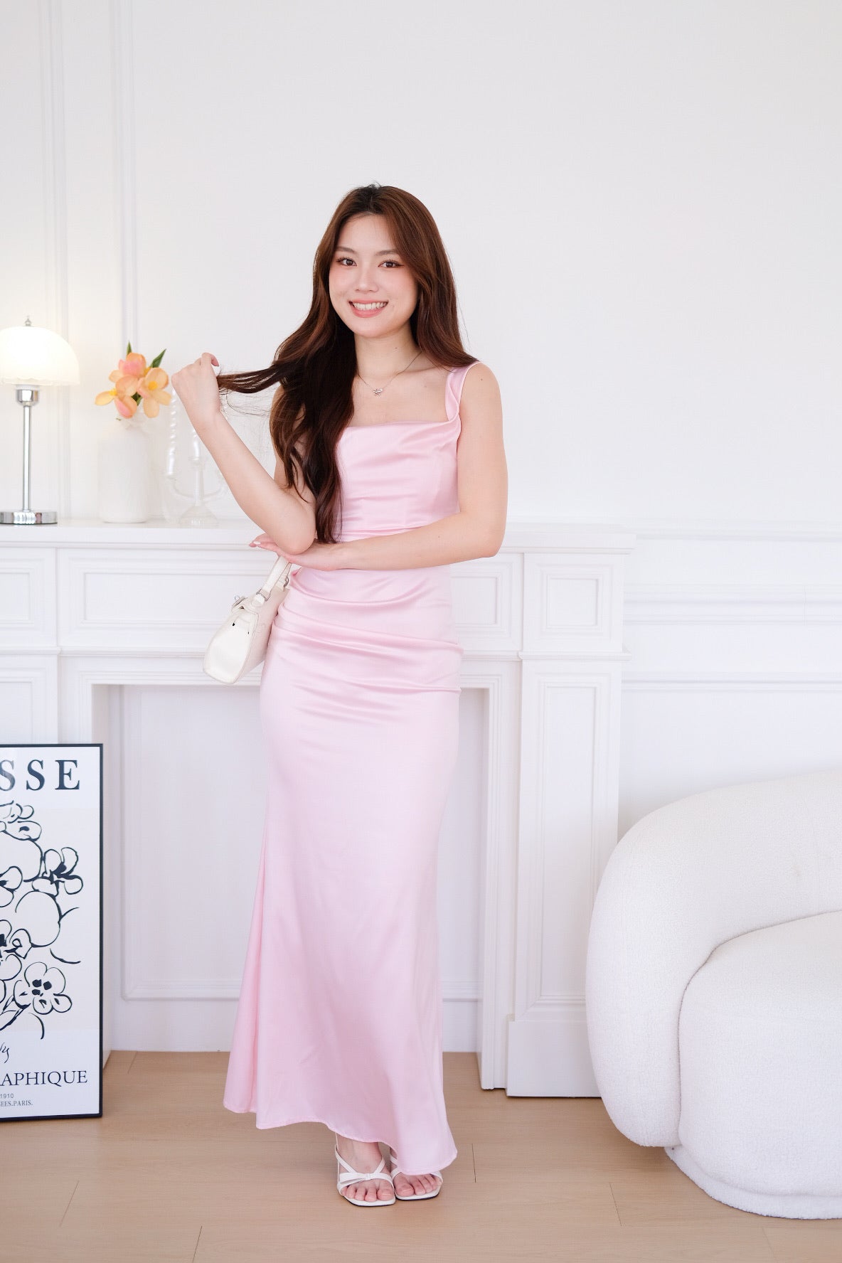 Ophelia Satin Mermaid Maxi Dress (Berry Pink)
