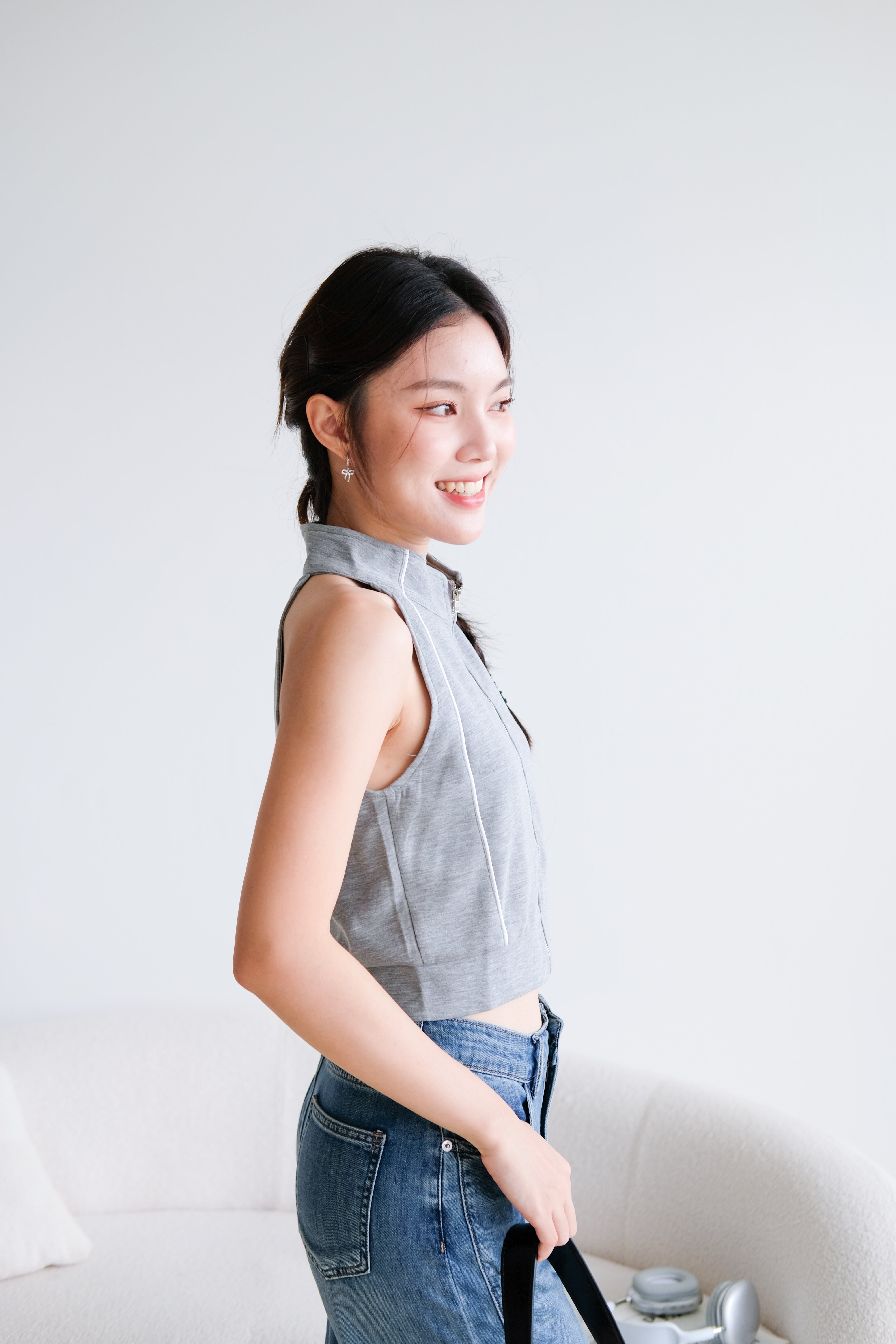 Fred Sporty Halter Top (Grey)
