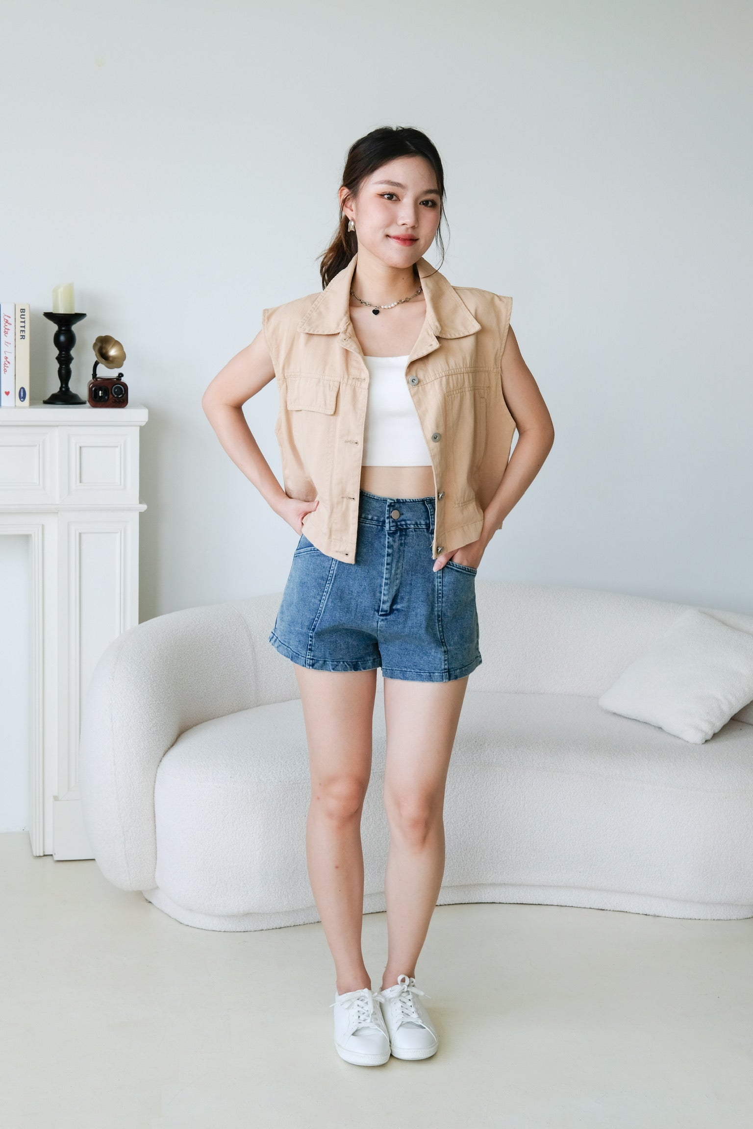 Sabby Denim Vest (Khaki)