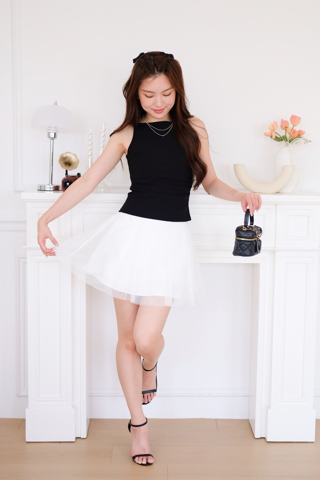Romy Tulle Mini Skirt (White)