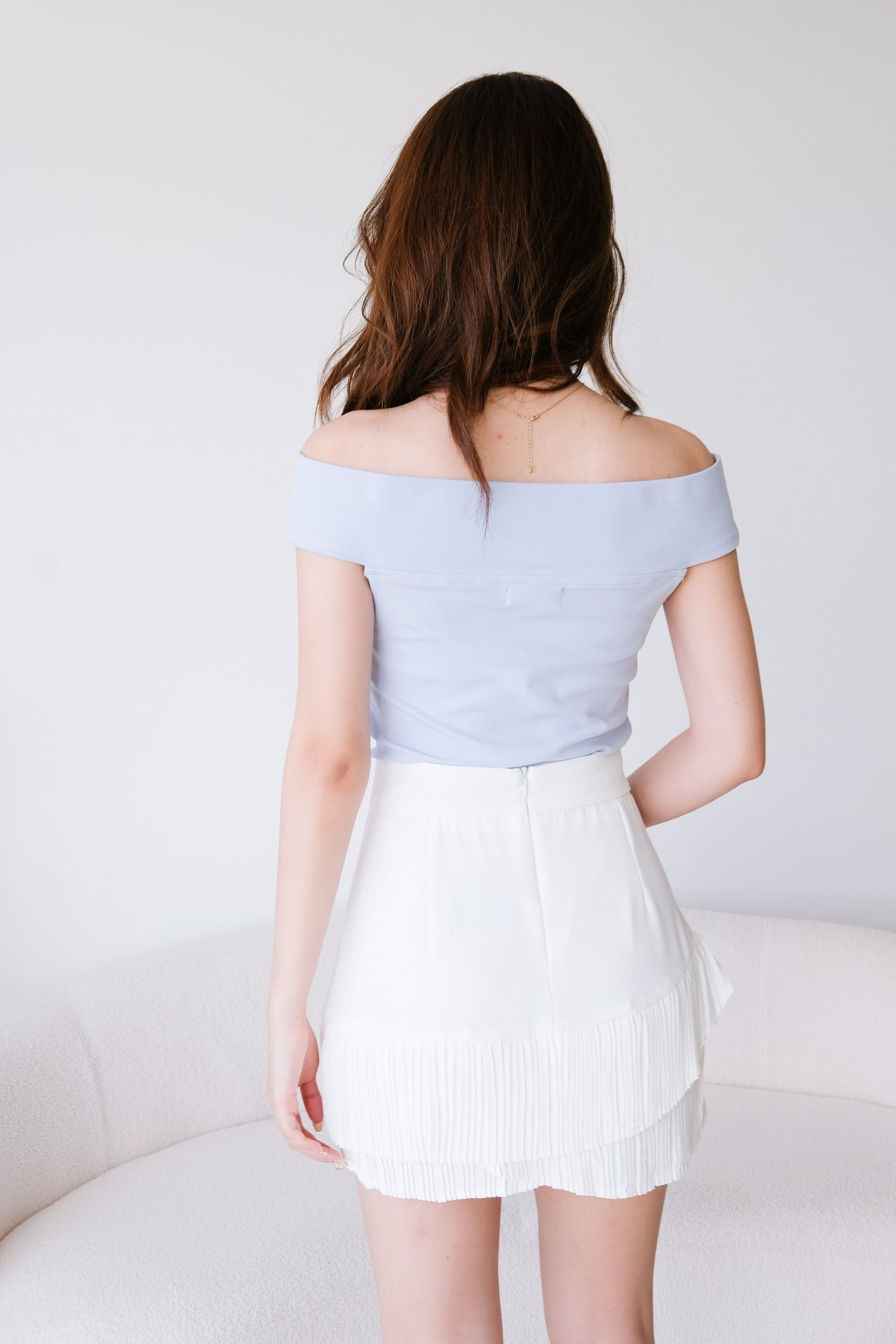 Ernie Rose Off Shoulder Crop (Sky Blue)