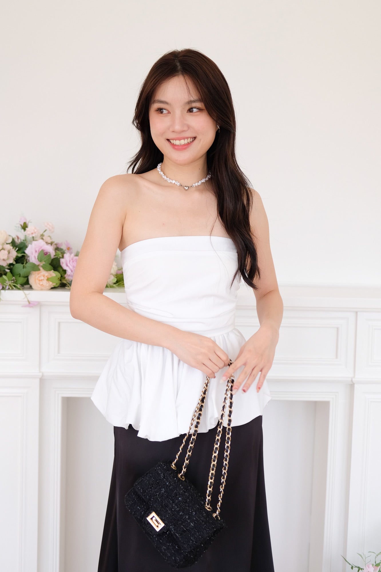 Reiko Peplum Tube Top (White)