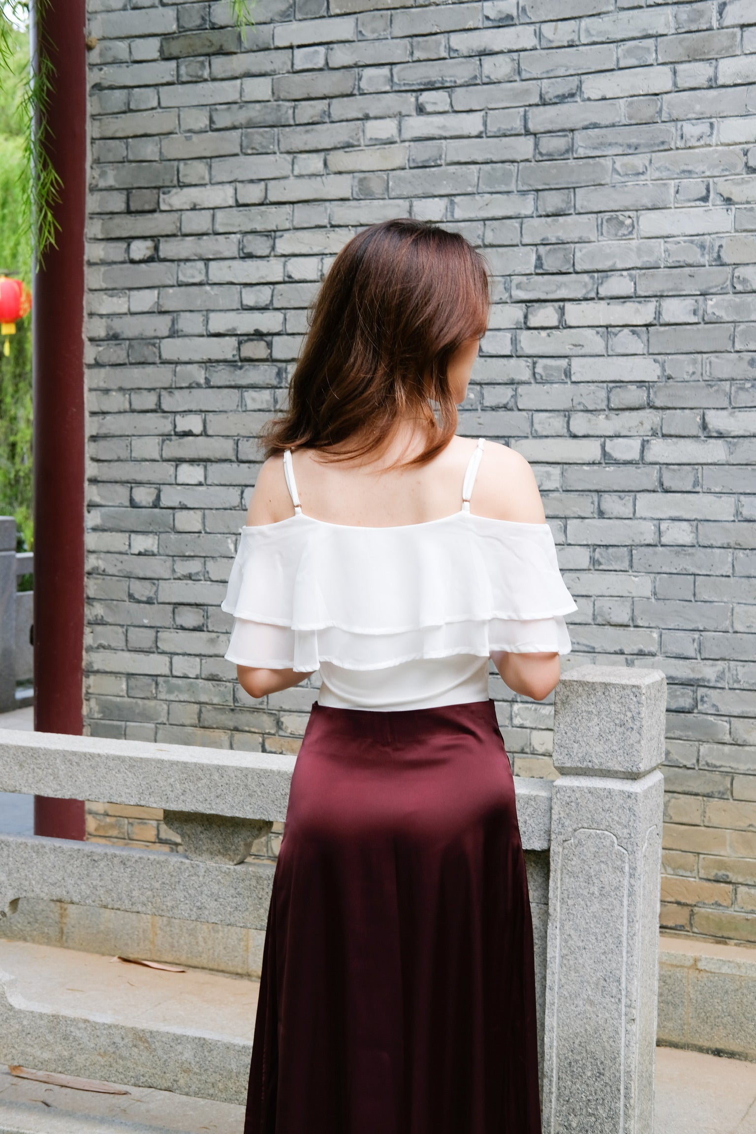 Keia Flutter Cold Shoulder Top (White)