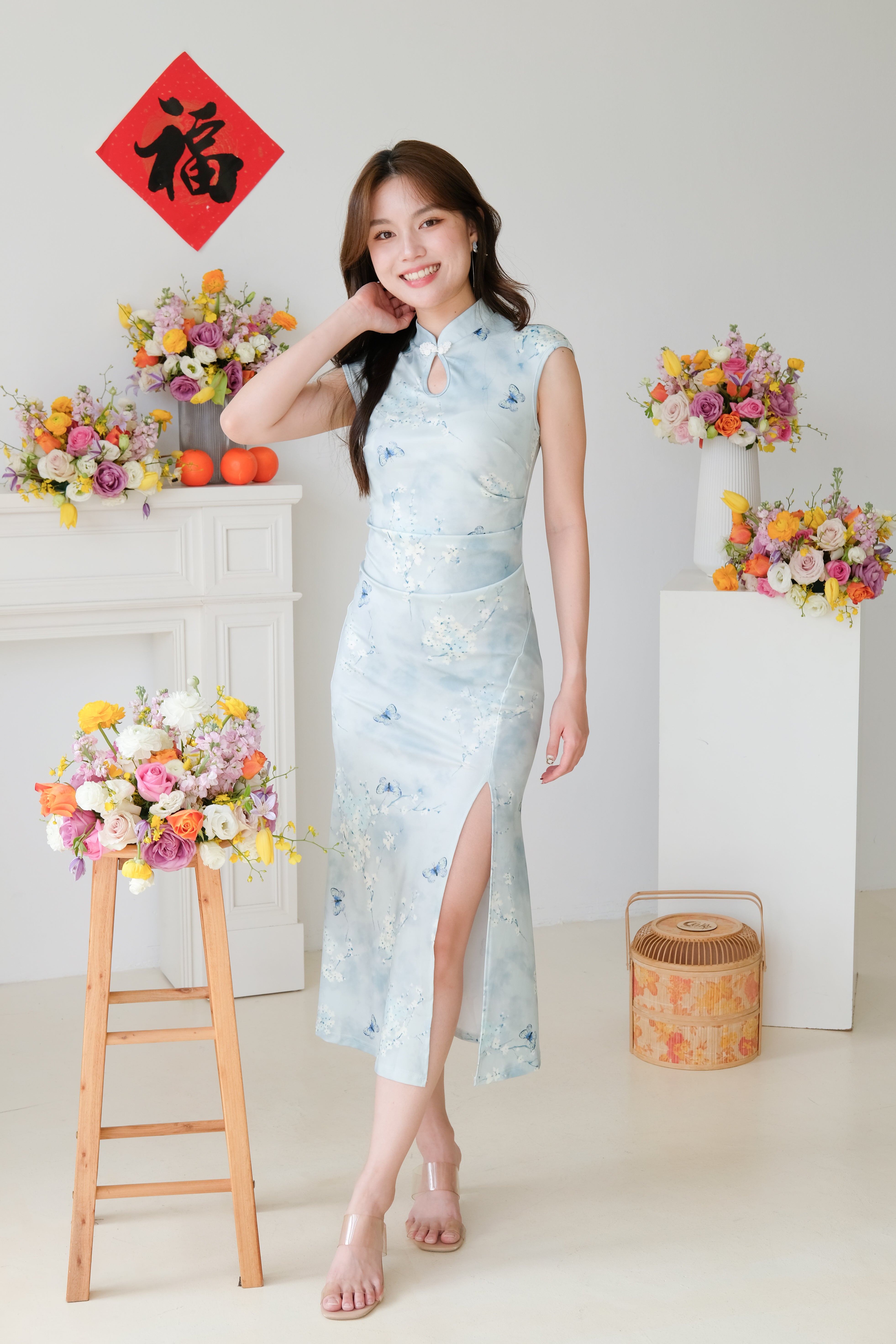 Fang Floral Mermaid Cheongsam (Ocean Blue)