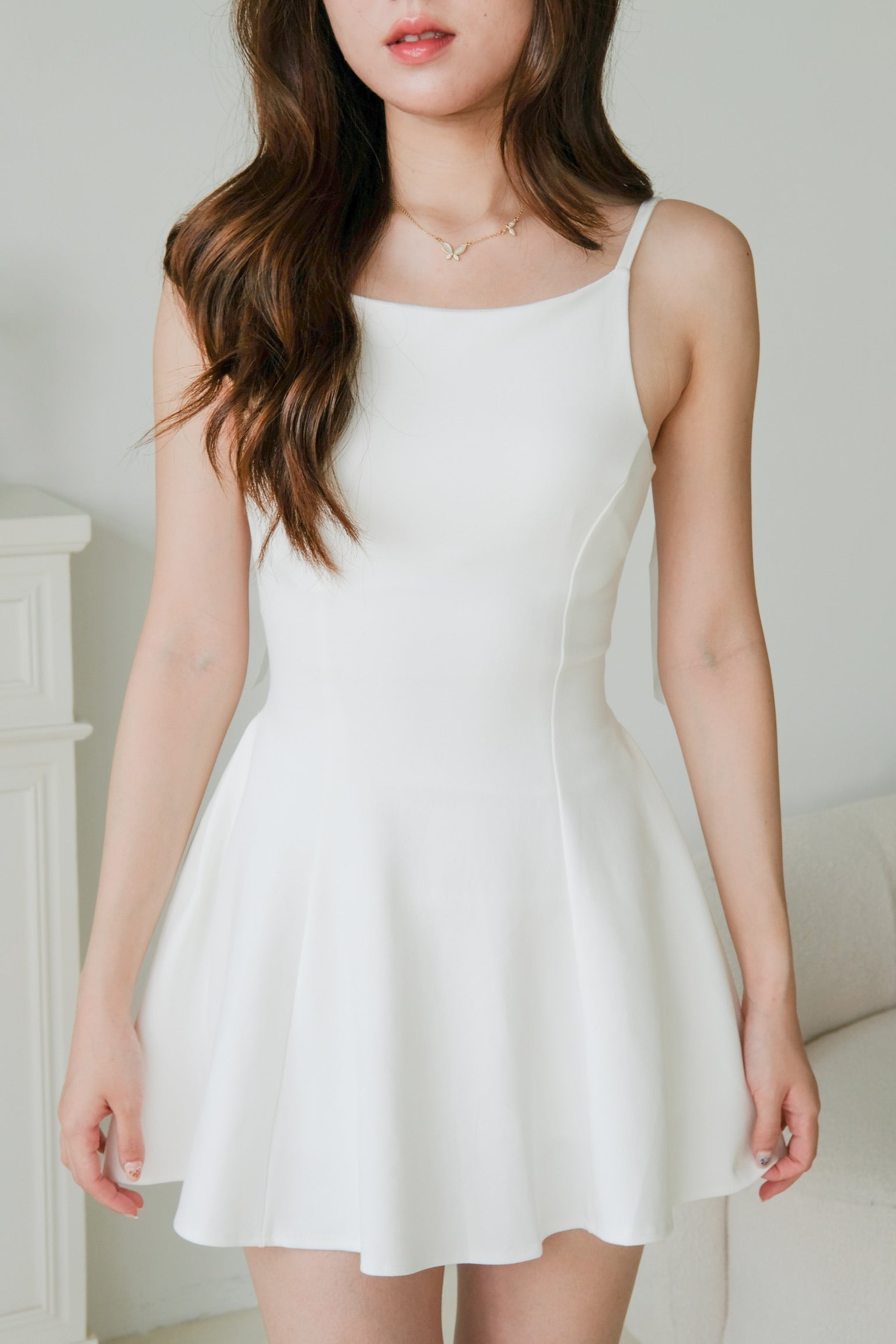 Daniella Coquette Skater Dress (White)