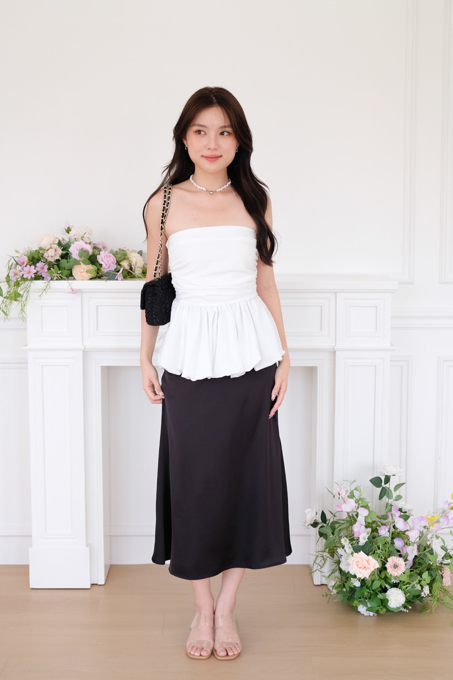 Reiko Peplum Tube Top (White)