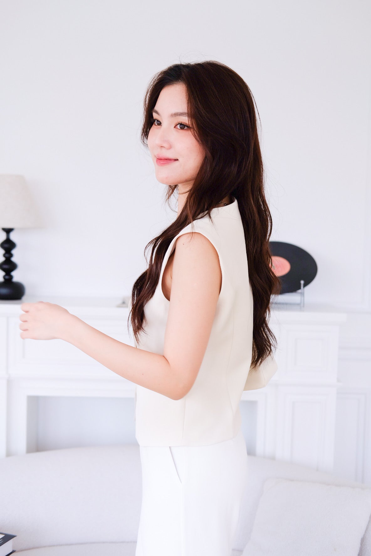 Atlas Work Vest Top (Beige)