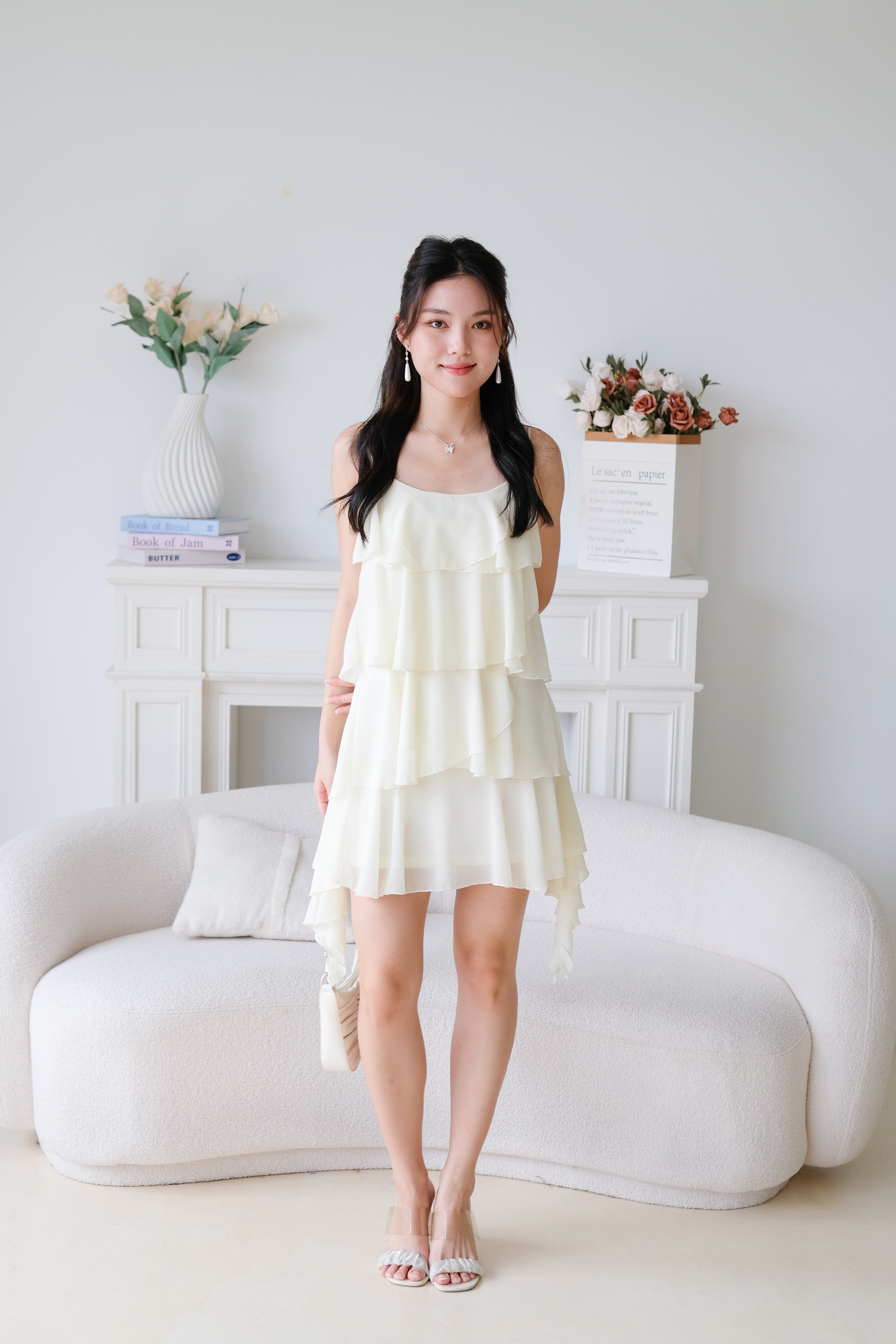 Pixie Layered Ruffle Dress (Pale Yellow)