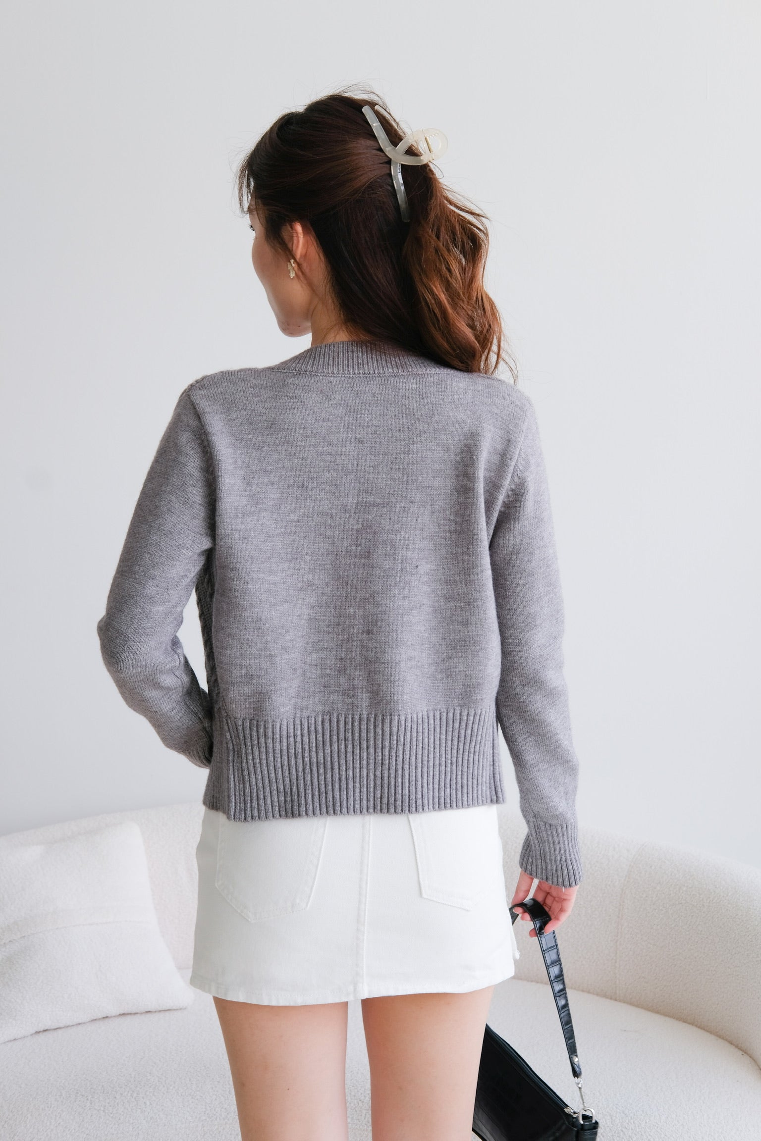 Hermione College Knit Cardigan (Grey)