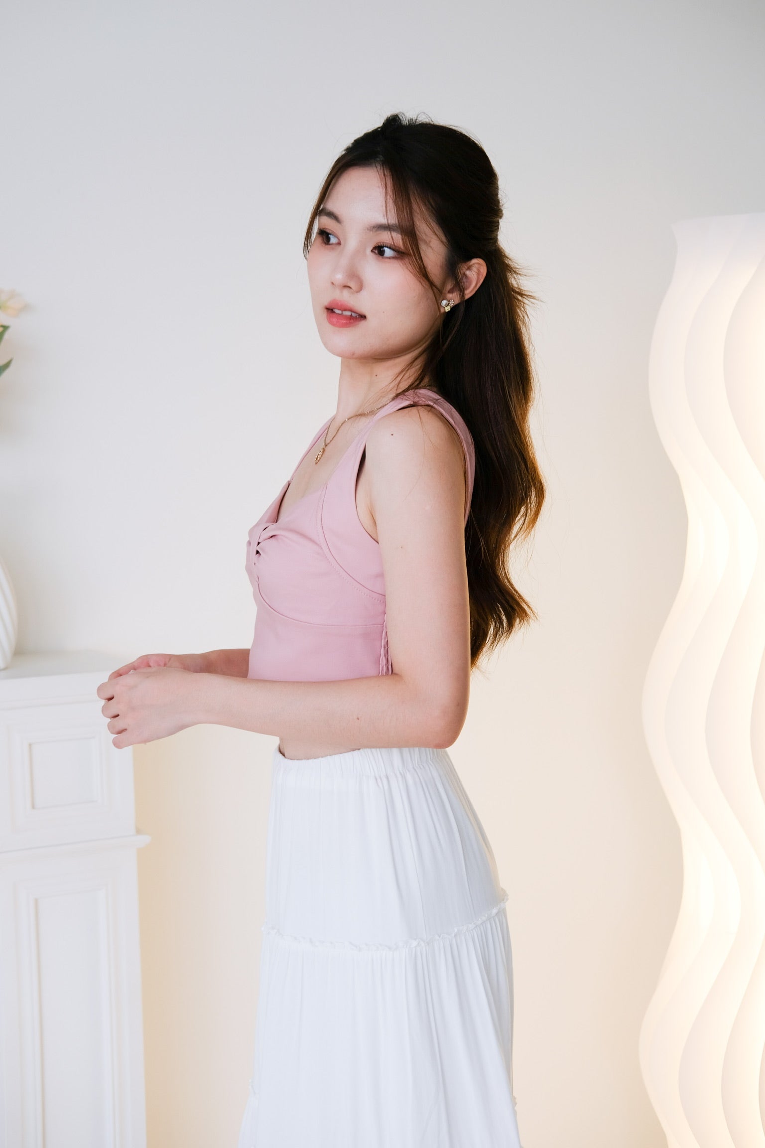 Willabel Bow Crop Top (Nude Pink)