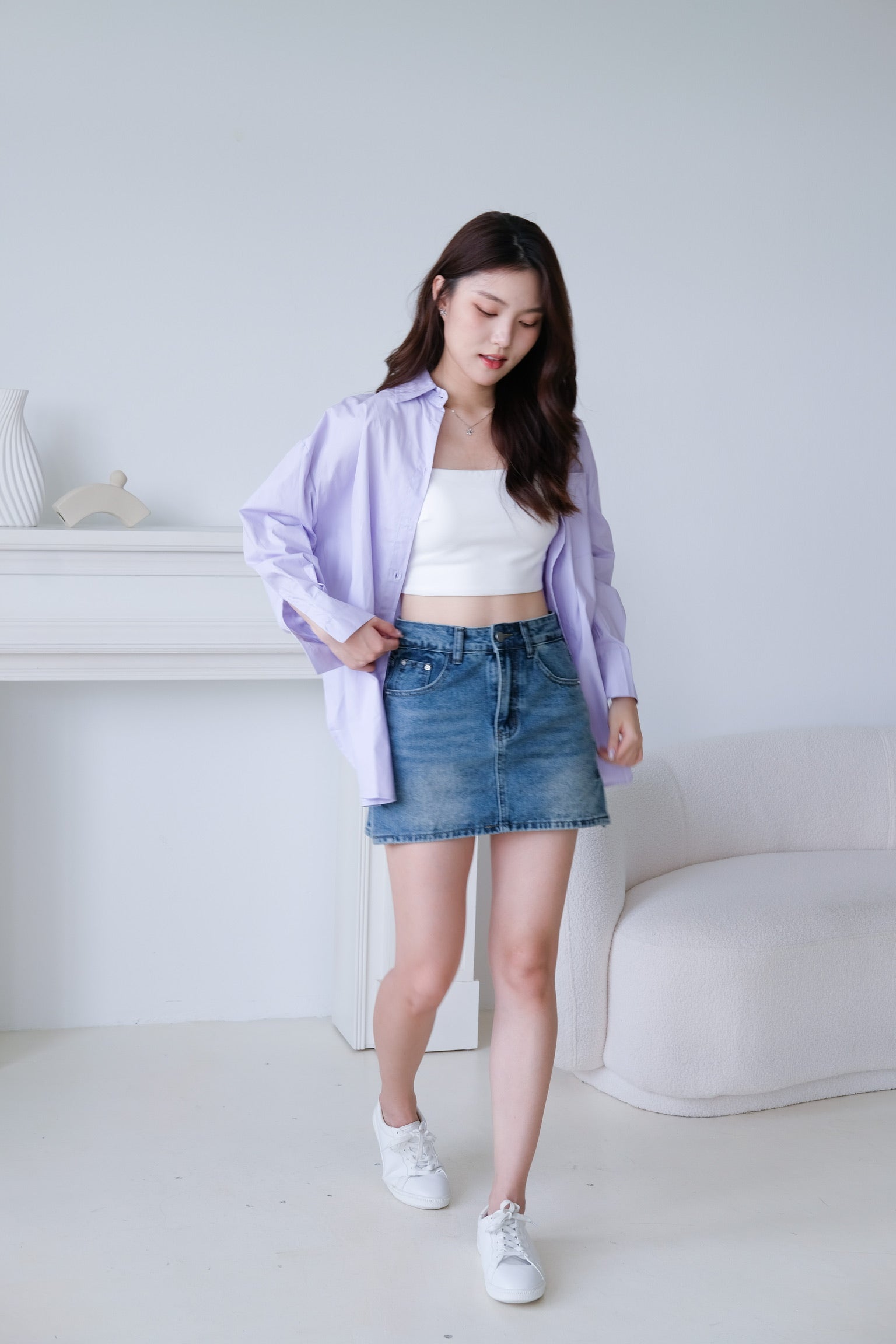 Rileen Boyfriend Oversized Shirt (Lilac)