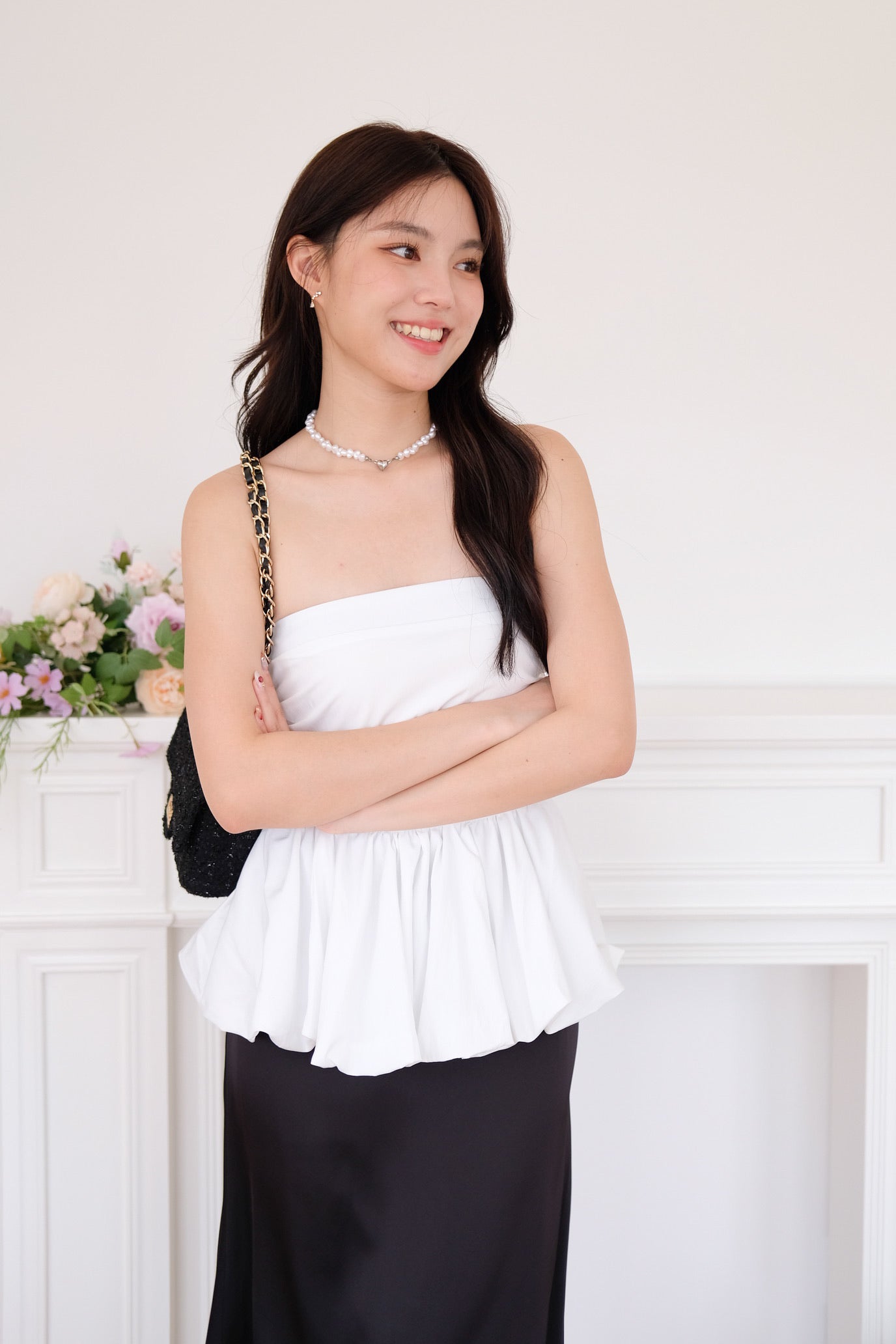 Reiko Peplum Tube Top (White)