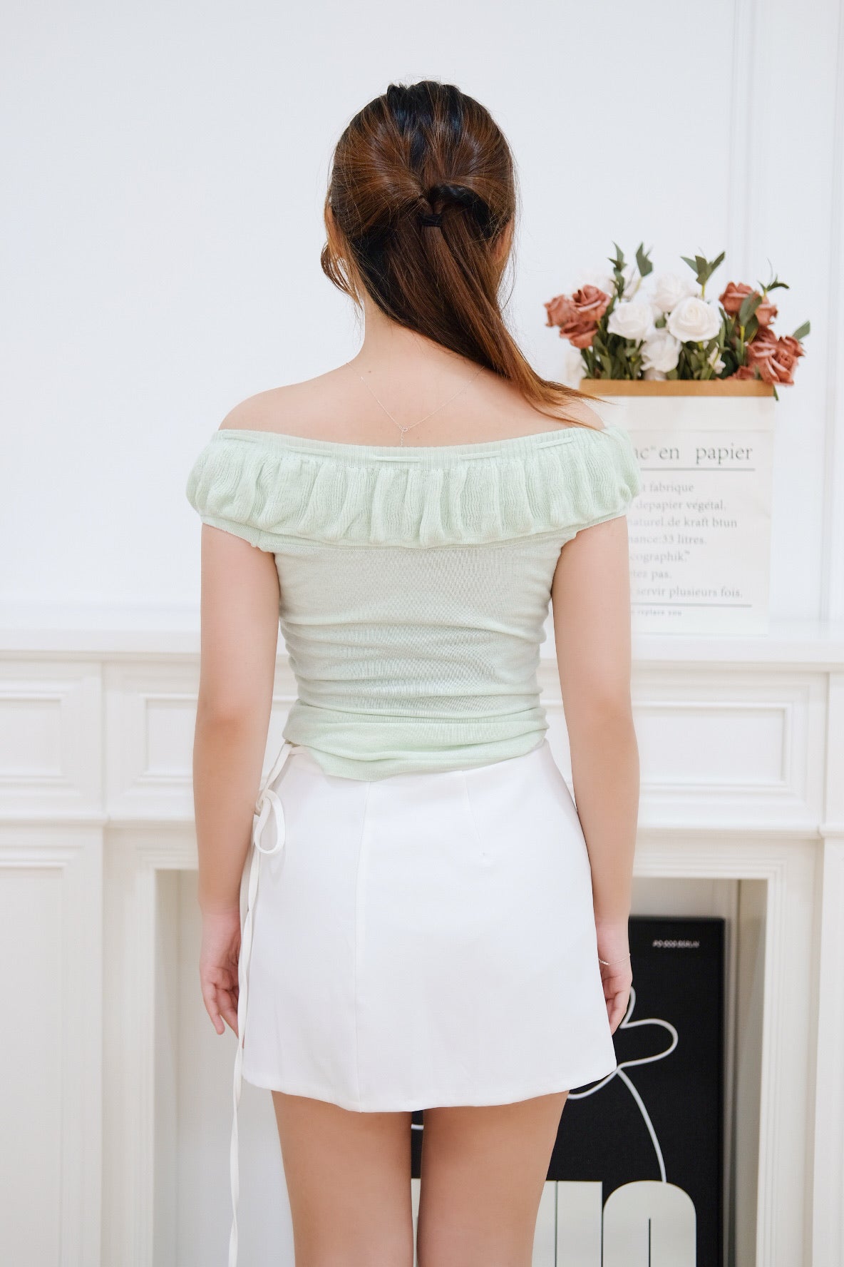 Light Green Ruffle Top