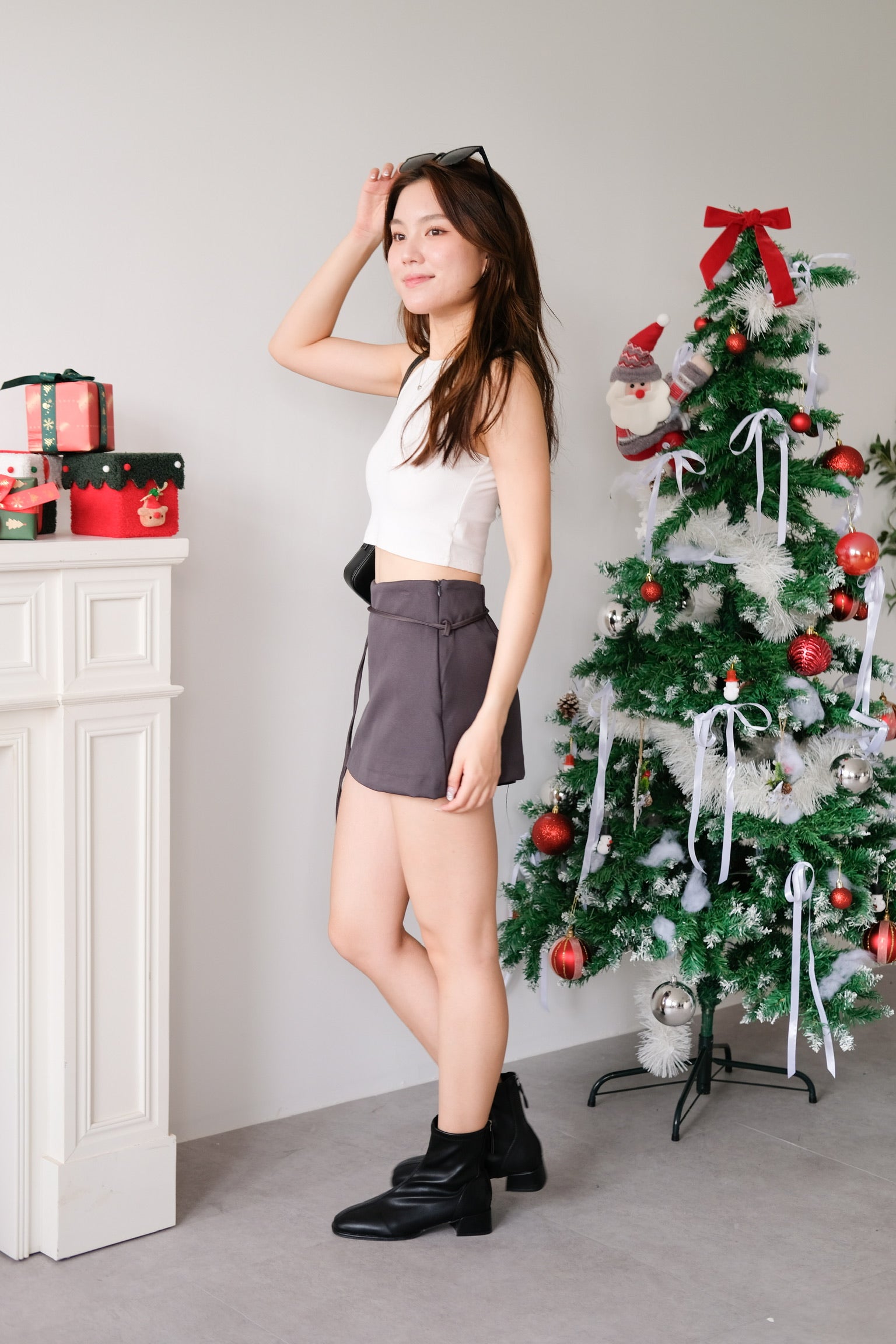 Tasha Mini Belt Skort (Dark Grey)