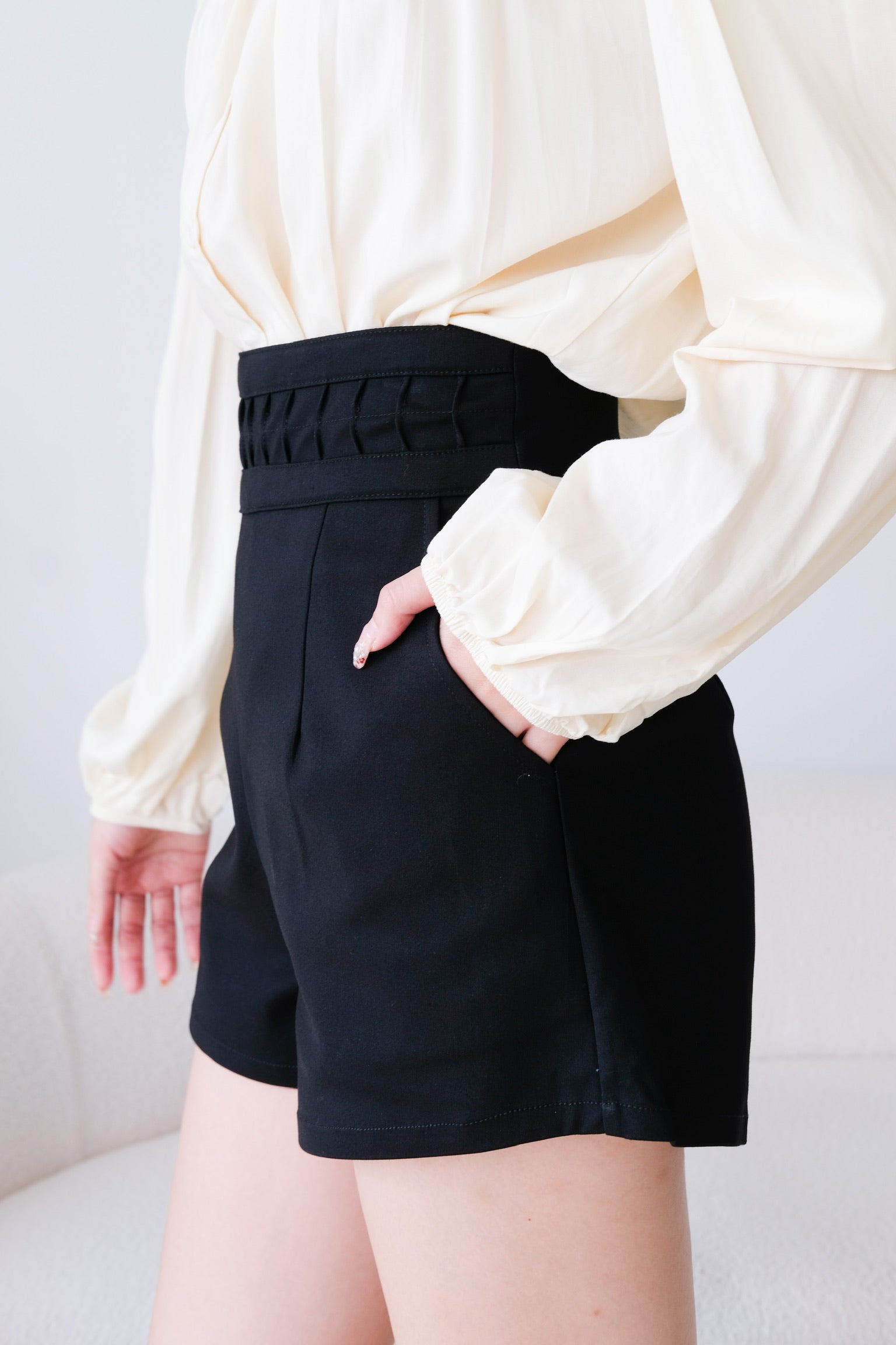 Ruth High Waist Shorts (Black)