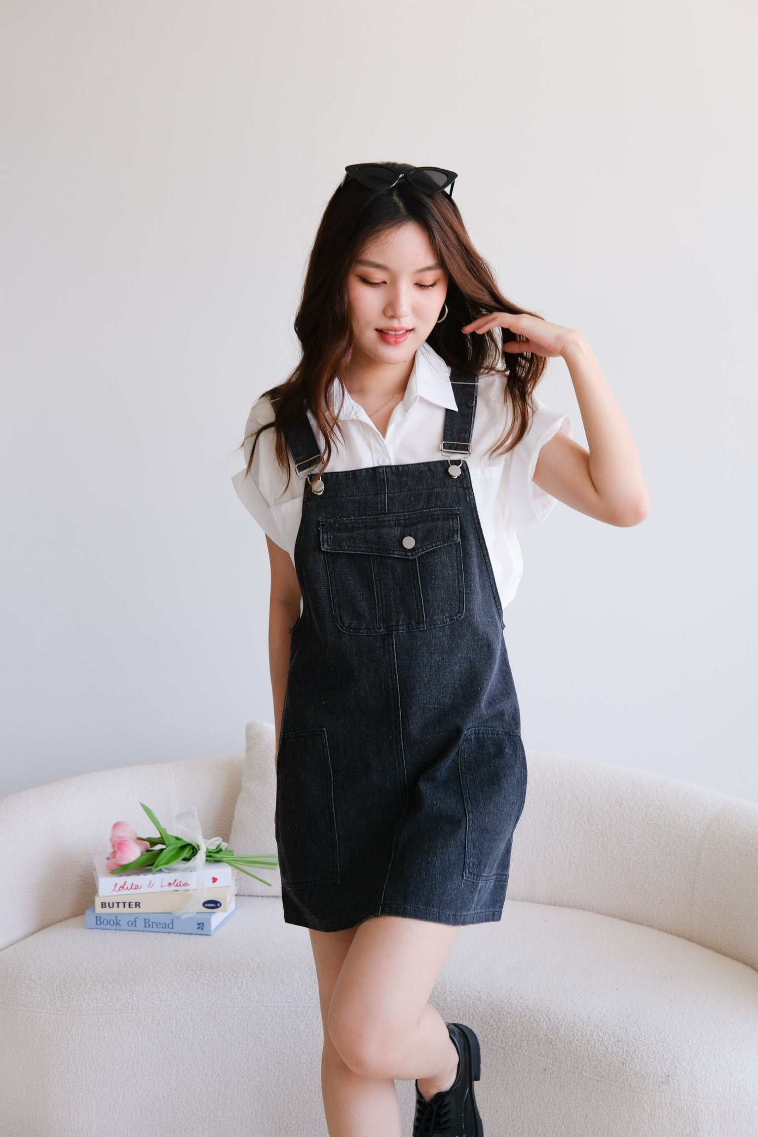 On The Go Denim Dungaree (Denim Black)